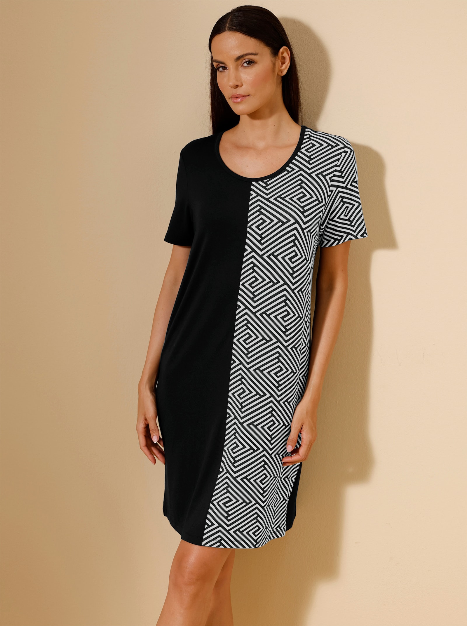 wäschepur Sleepshirt - schwarz-weiß-bedruckt