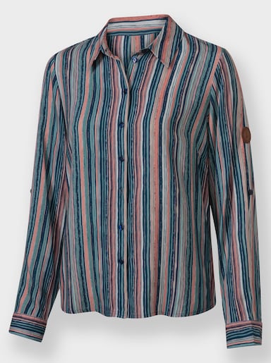 Gestreifte Bluse aus reiner Viskose - marine-rosenholz-gestreift