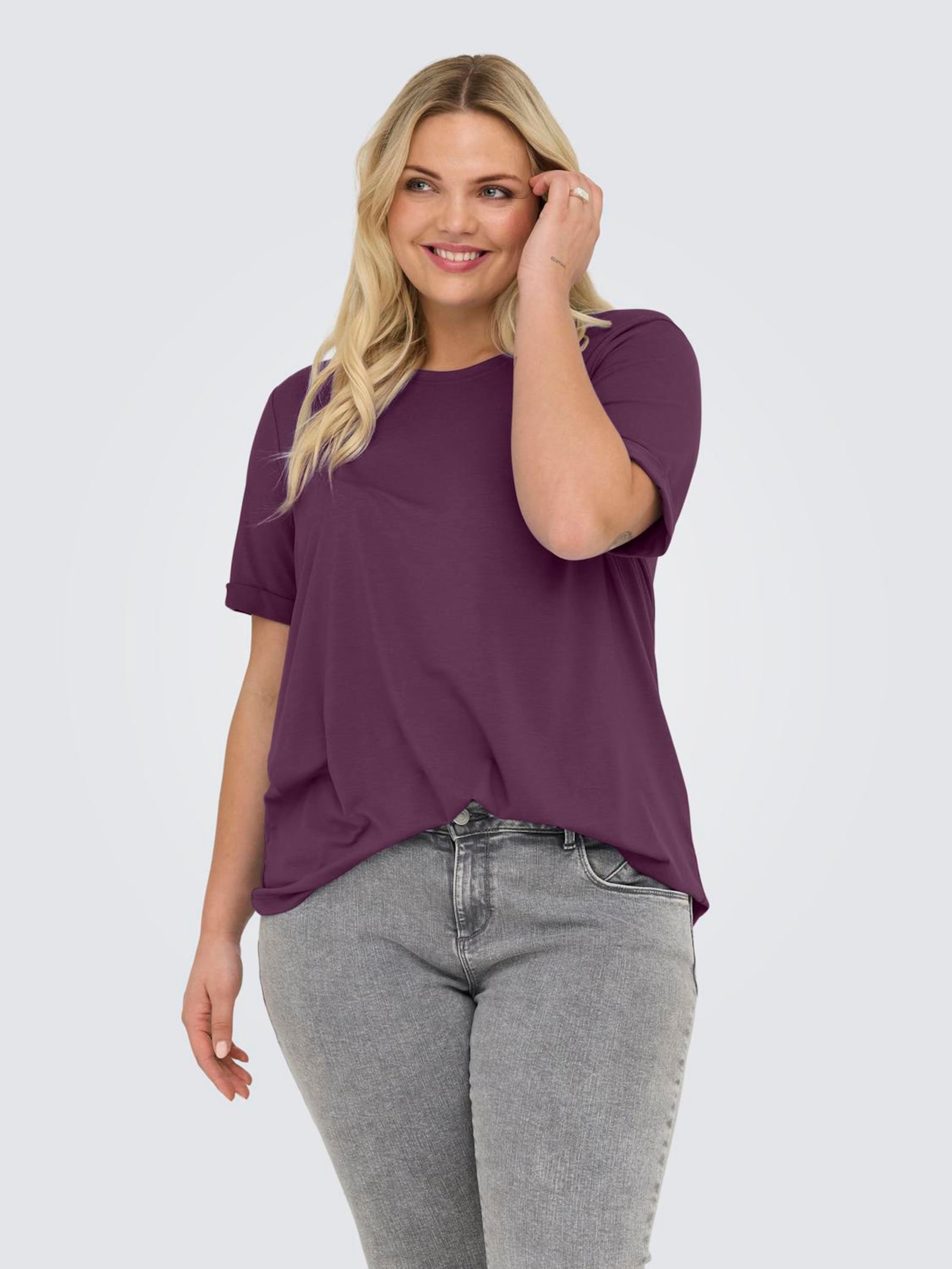 ONLY CARMAKOMA Kurzarmshirt - mauve wine