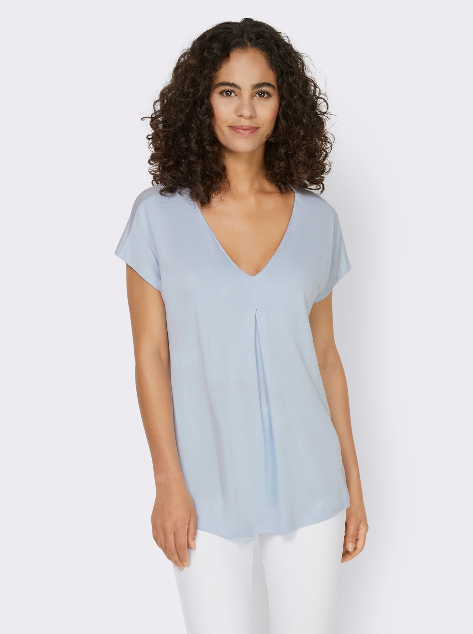 heine Kurzarmshirt mit Falte vorne - eisblau