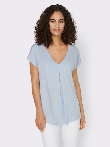 heine Kurzarmshirt mit Falte vorne - eisblau