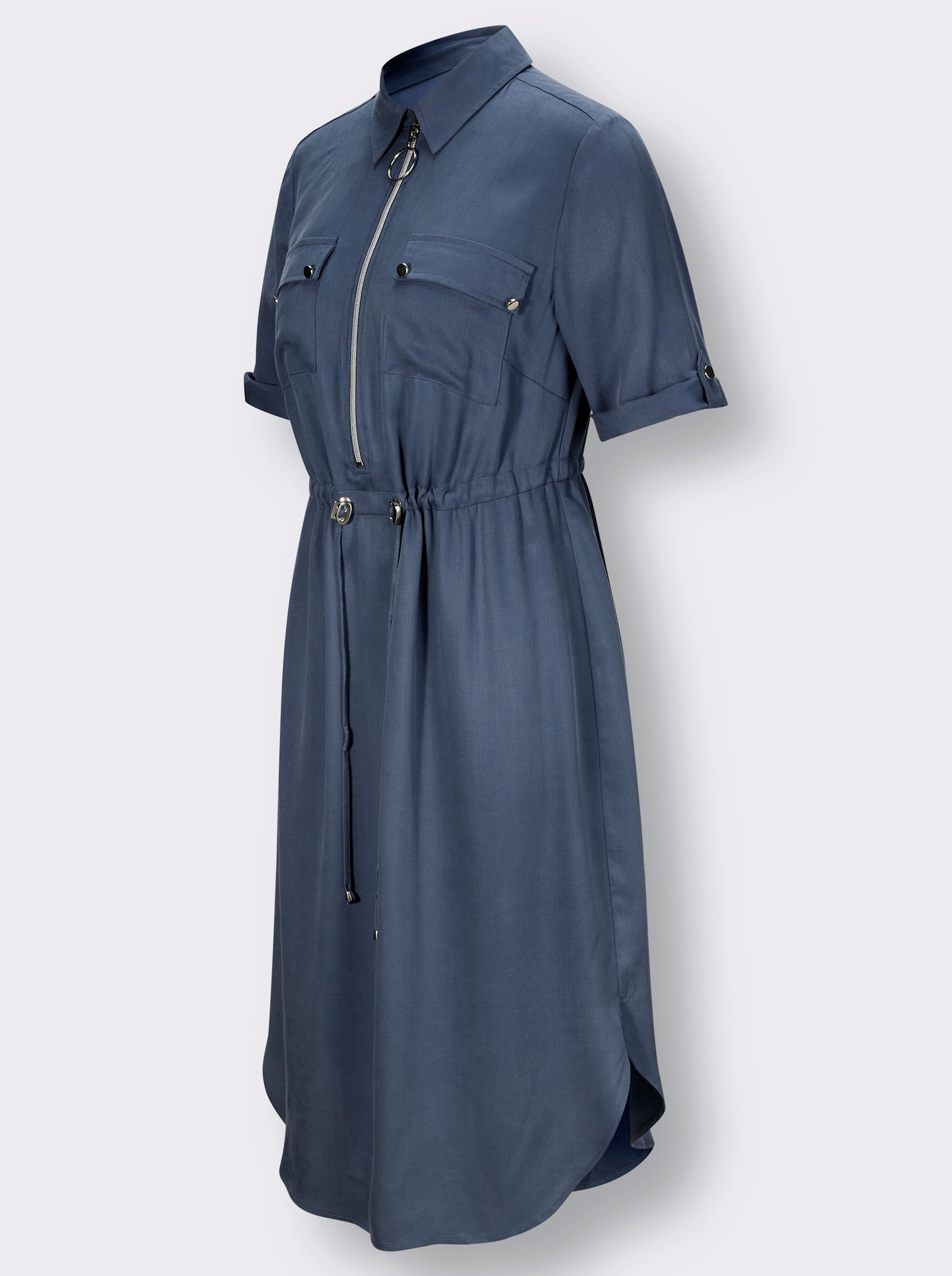 Overhemdjurk van lyocell - rookblauw