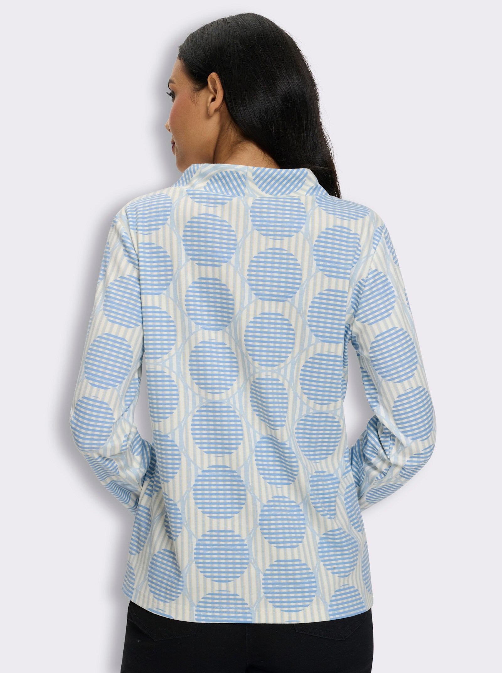 Sweatshirt mit Stehkragen - hellblau-himmelblau-bedruckt