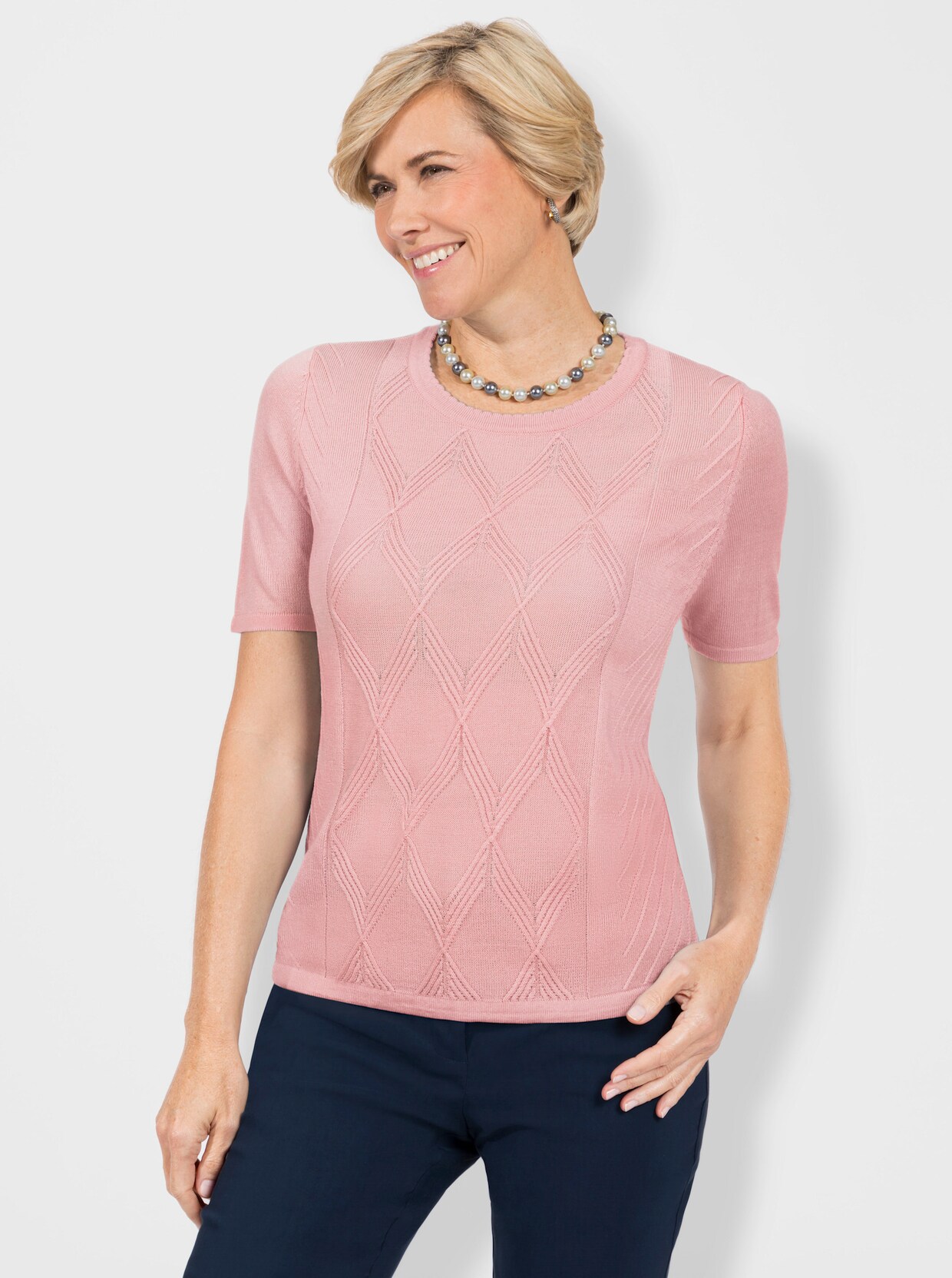 Pullover met korte mouwen - lichtroze