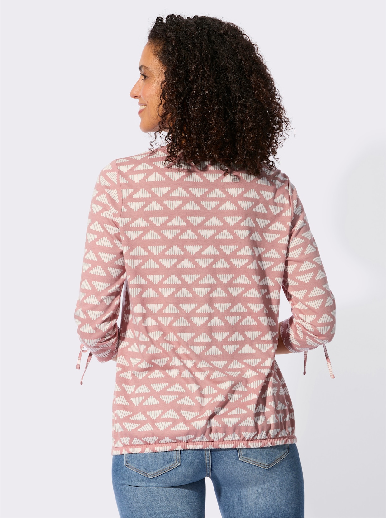 Rundhalsshirt - rosenholz-ecru-bedruckt
