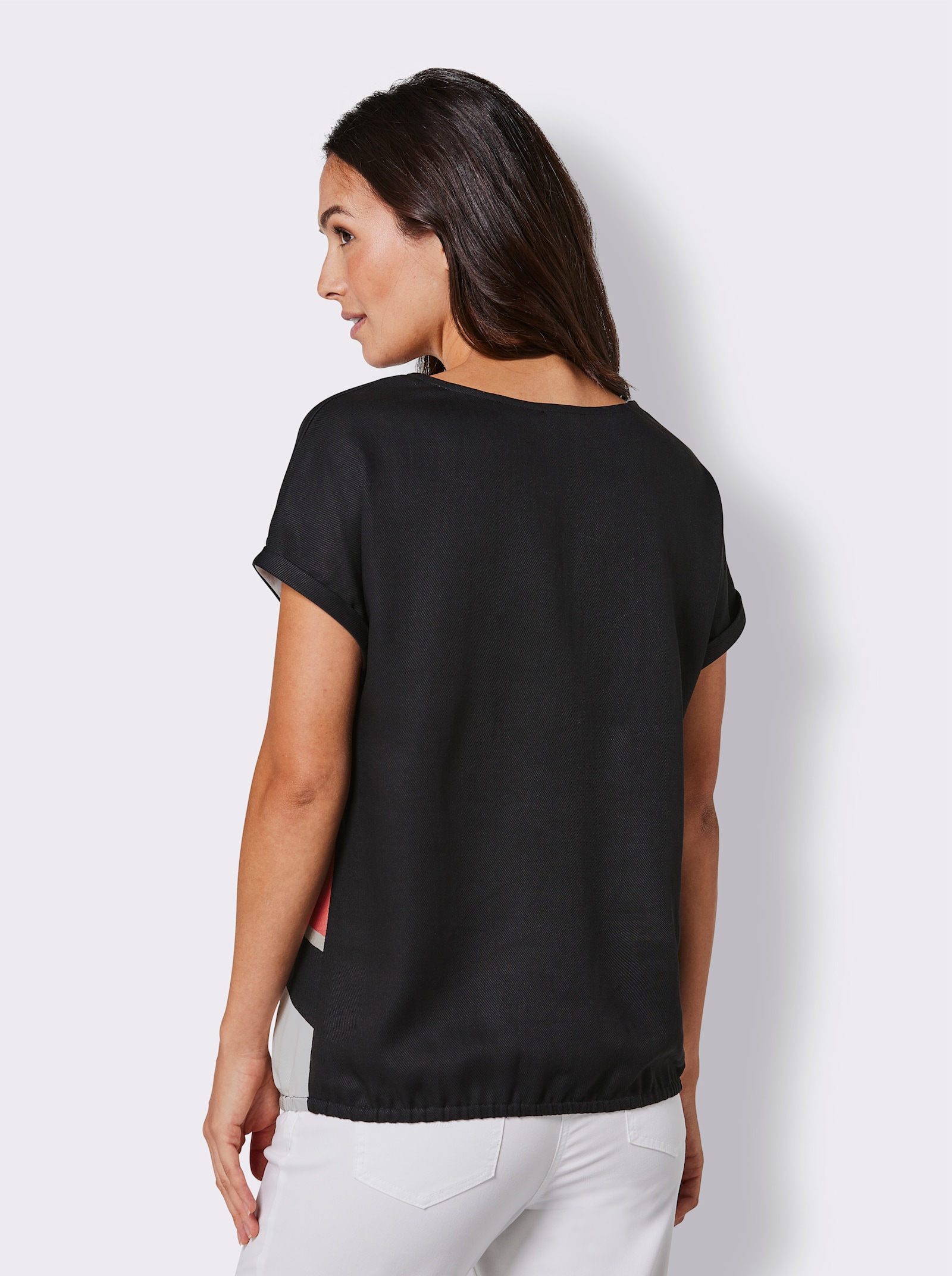 CREATION L PREMIUM Schlupfbluse mit Leinen-Anteil - beige-grapefruit-bedruckt