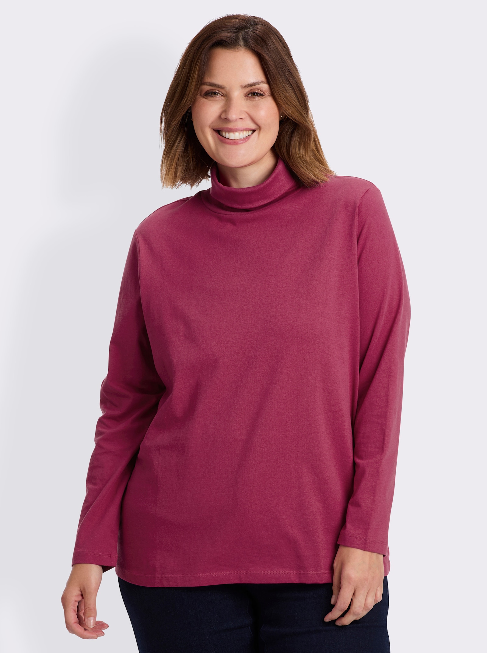 Rollkragenshirt mit langen Ärmeln - fuchsia