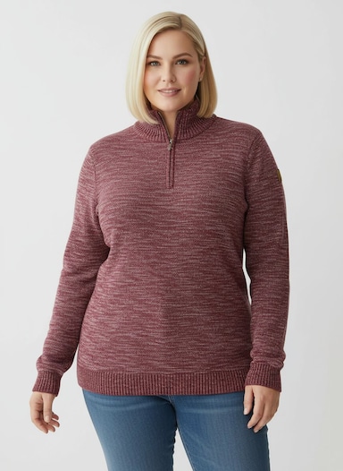 Troyer mit gerippten Abschlüssen - bordeaux-meliert