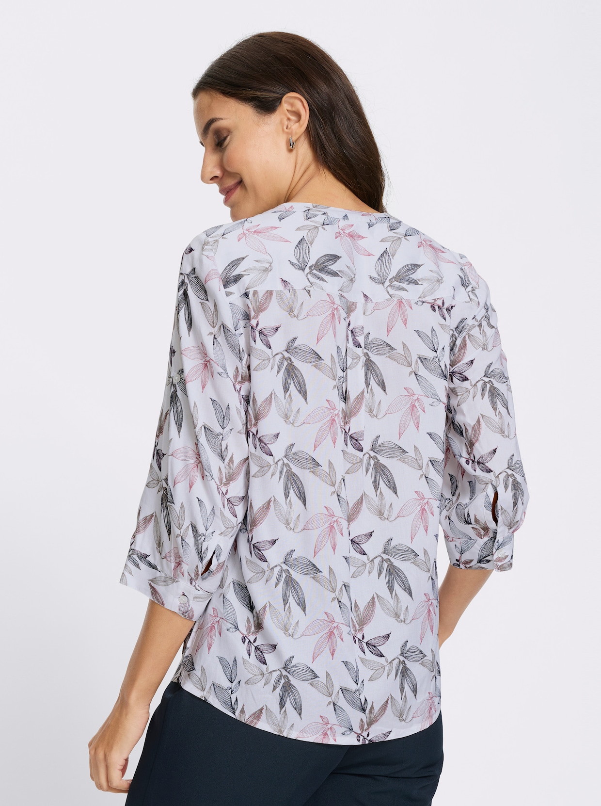 Druckbluse - ecru-marine-bedruckt