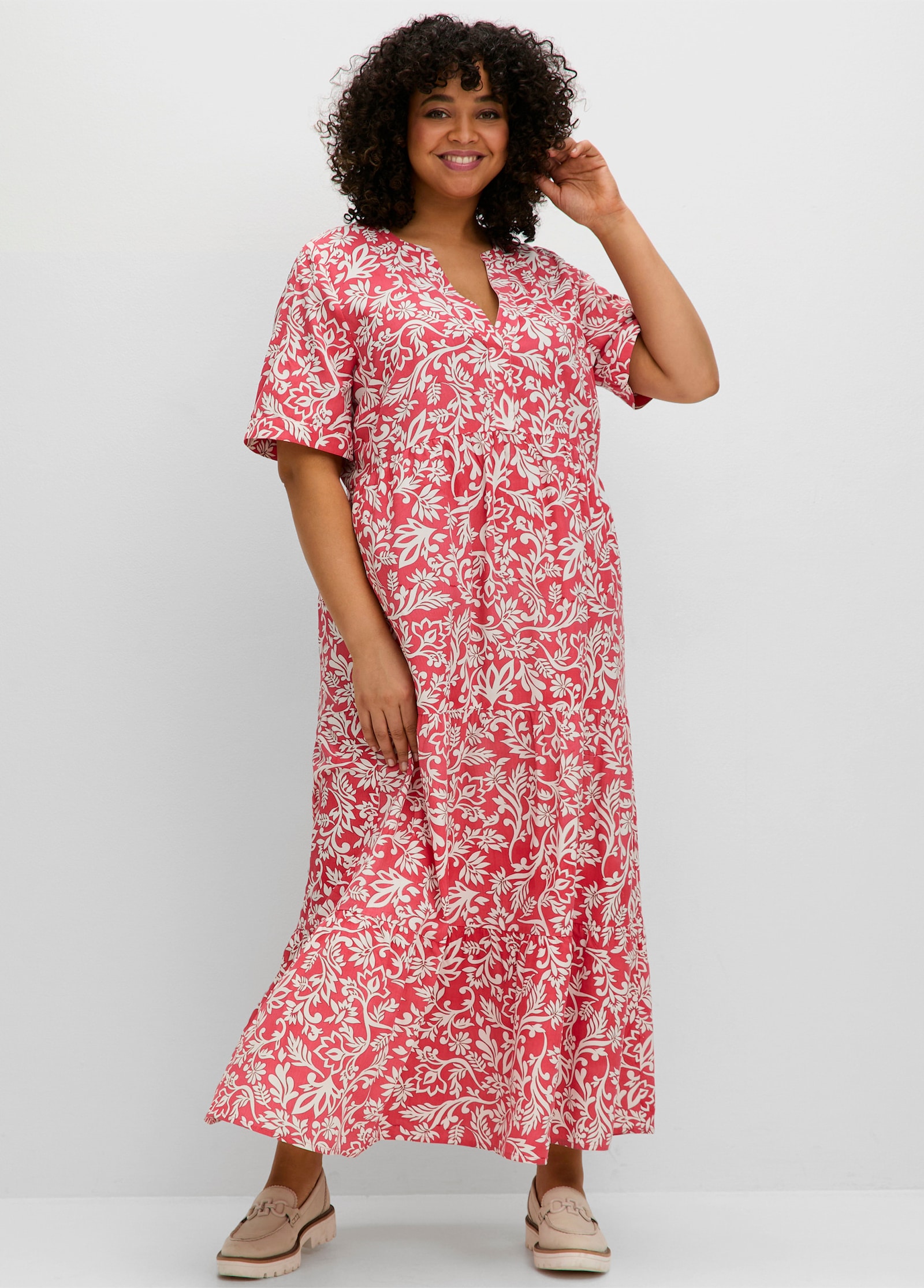 sheego Maxikleid mit grafischem Alloverprint - hummer-gemustert