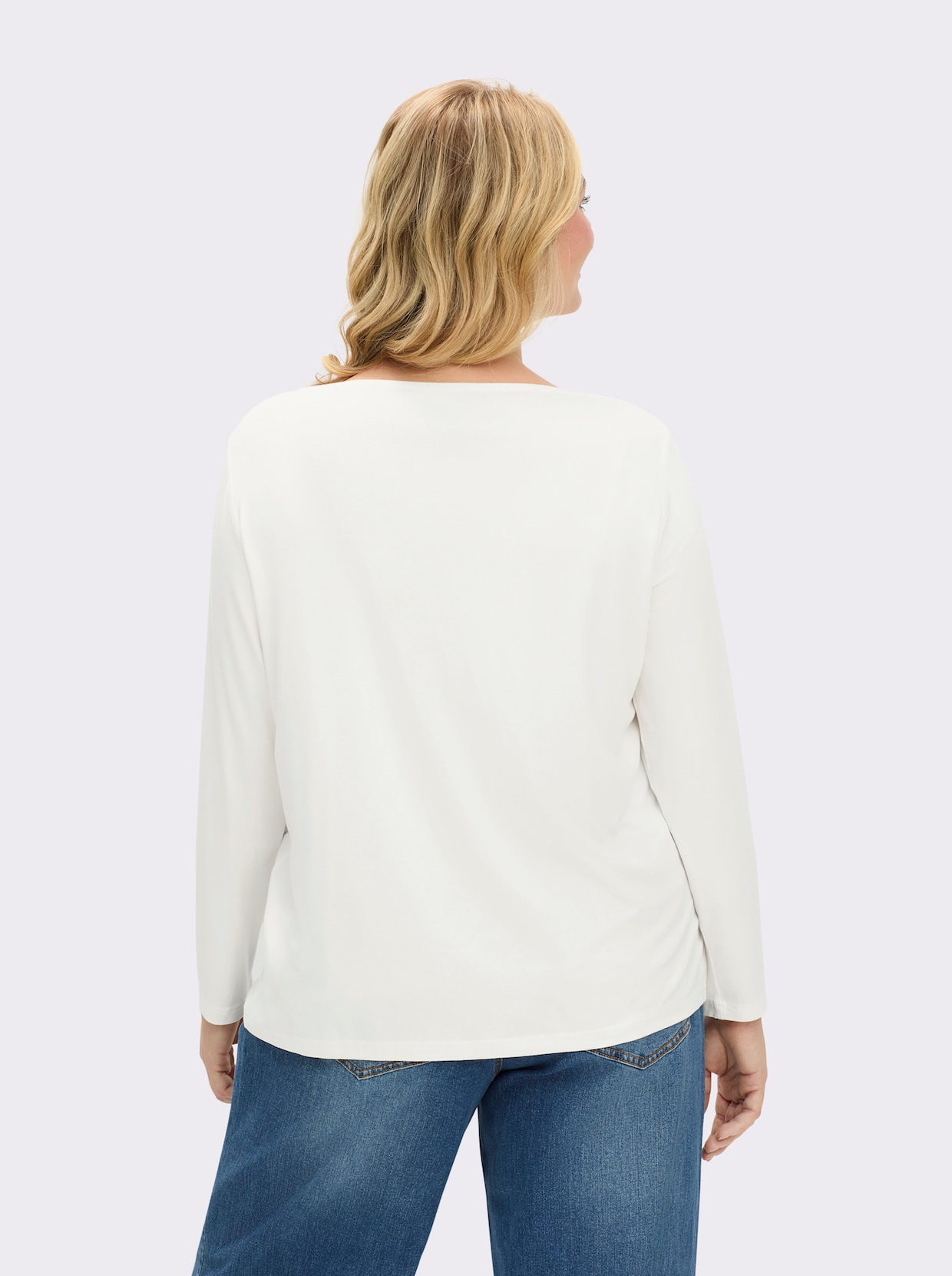 Langarmshirt im Hahnentritt-Dessin - ecru