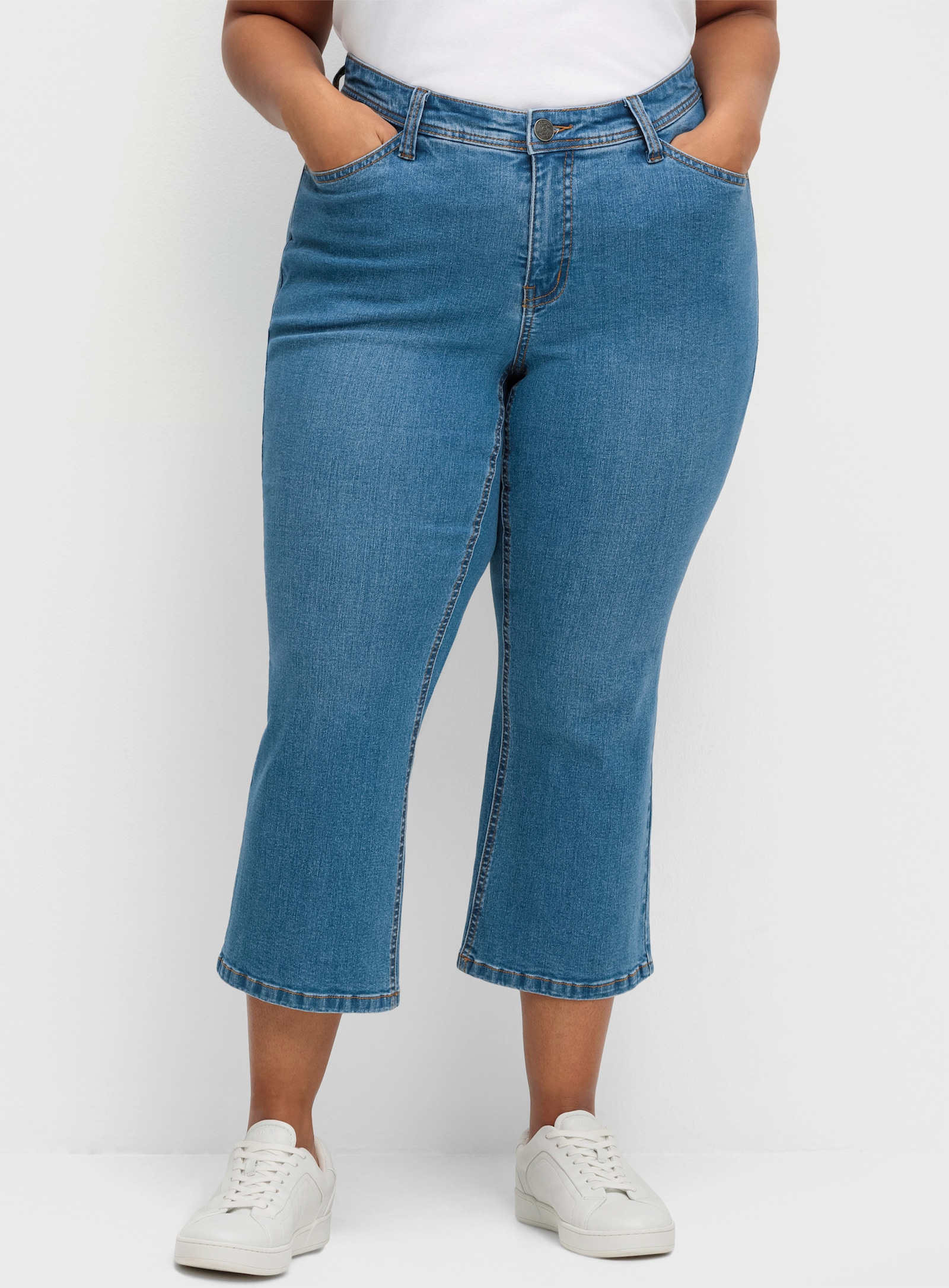 sheego 7/8-Jeans in Bootcut-Form - blue denim