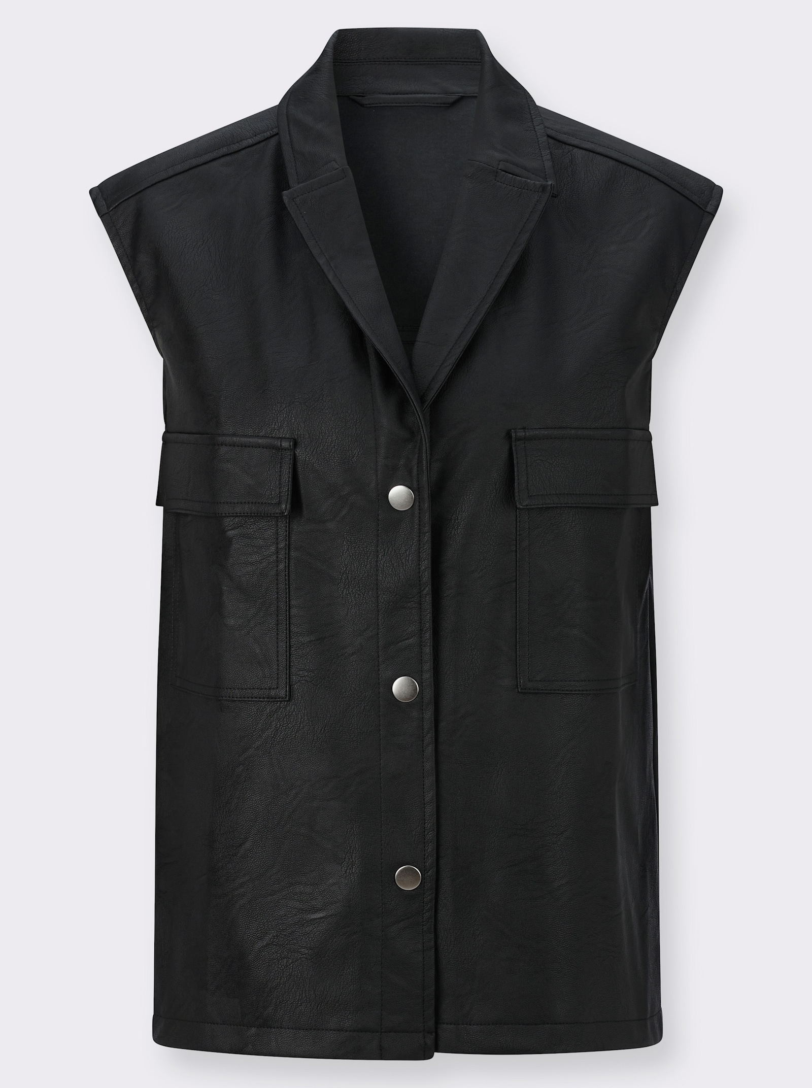 Lederimitatweste mit Druckknöpfen - schwarz