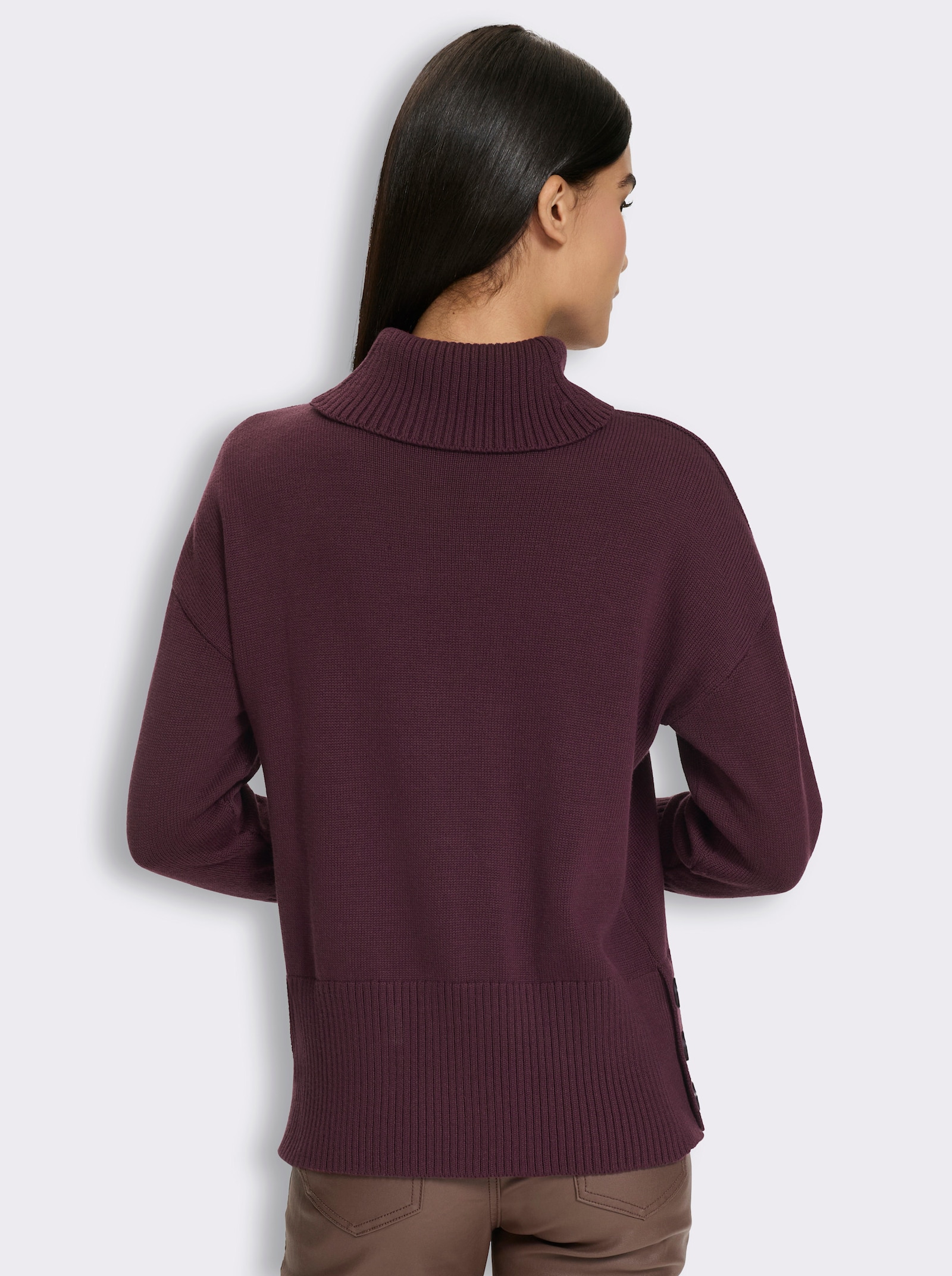 heine Rollkragenpullover mit Seitenschlitzen - burgund