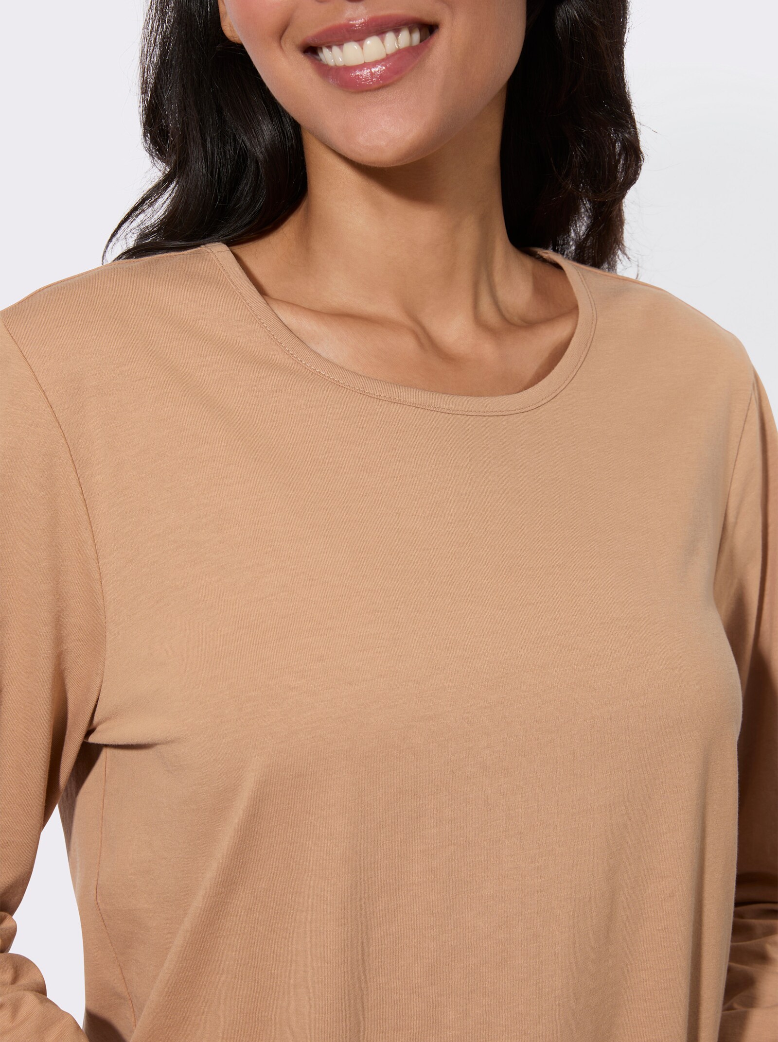 Schlafanzugshirt in Single-Jersey-Qualität - camel