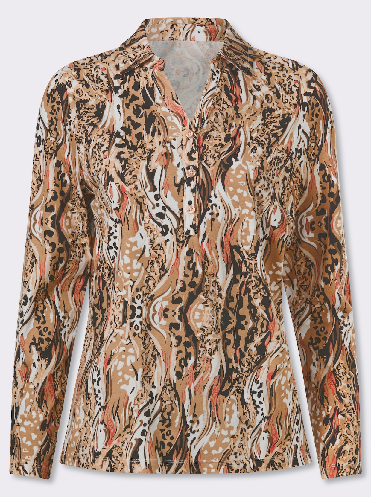 Poloshirt met dierendessin - camel/terra bedrukt