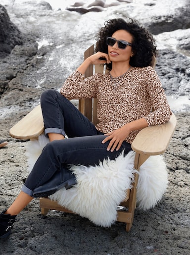 heine Print-Shirt - champagner-schoko-bedruckt