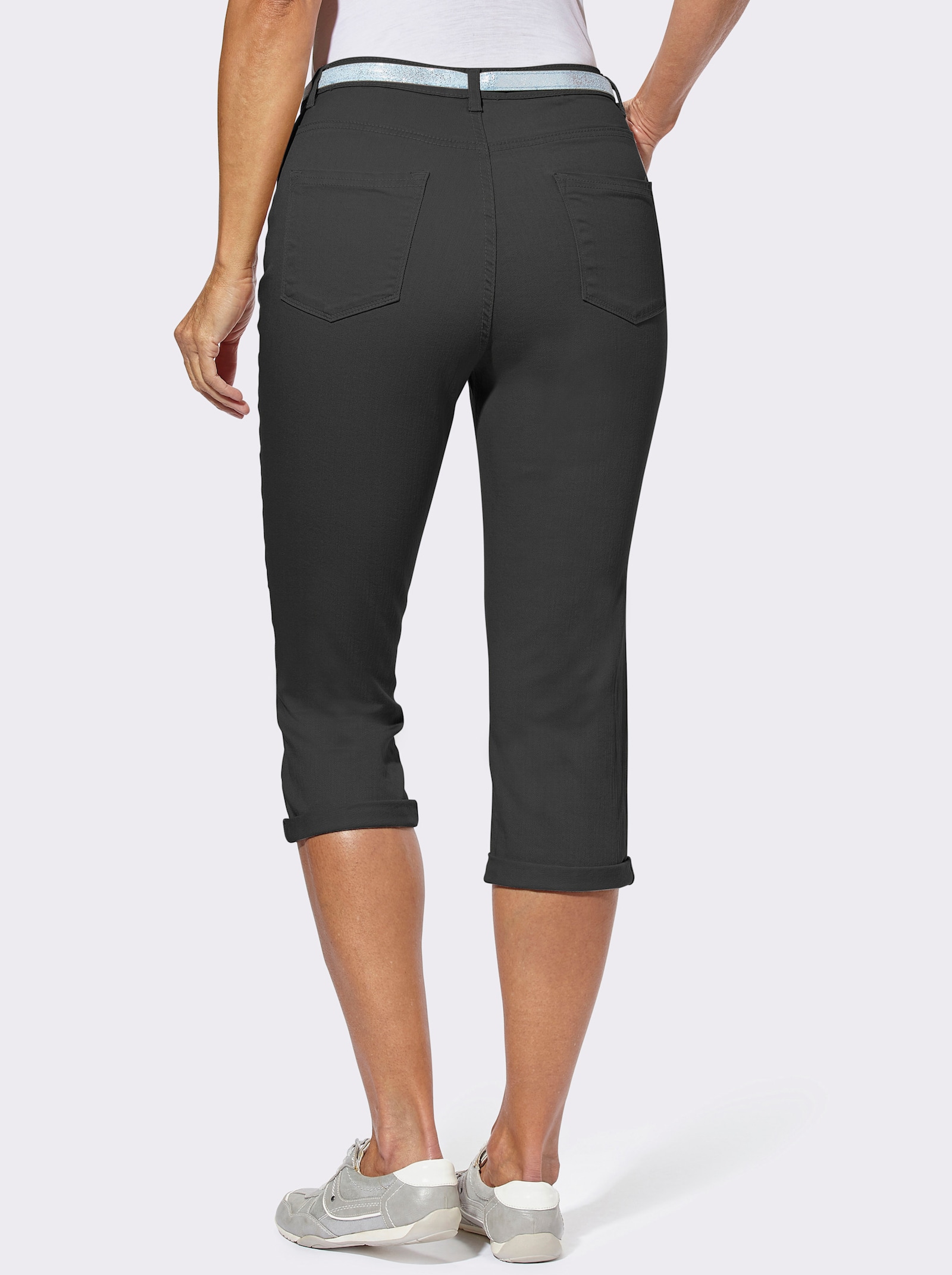 Capri-jeans inclusief ceintuur - zwart