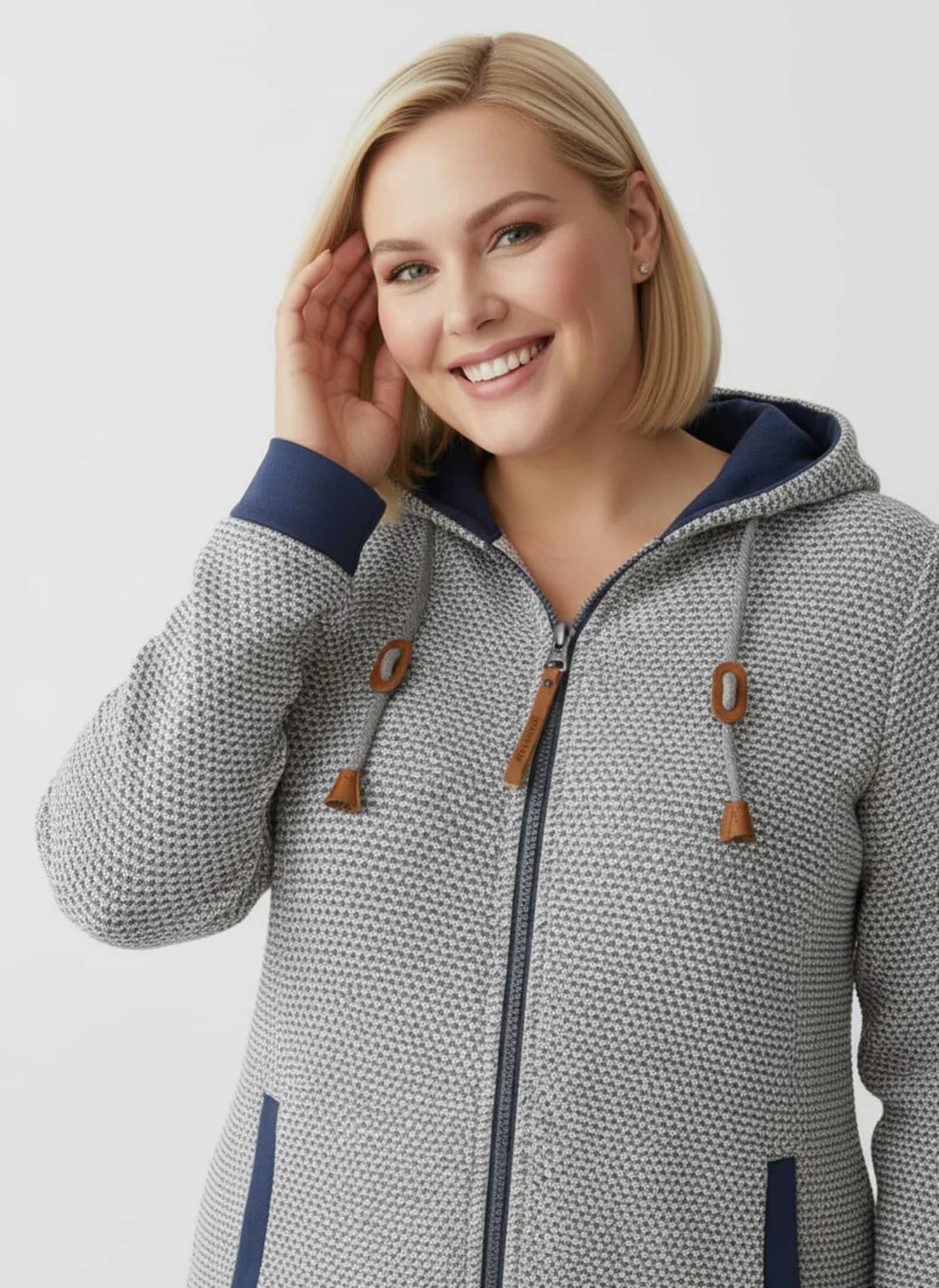 Sweatjacke mit Kapuze - steingrau-rauchblau