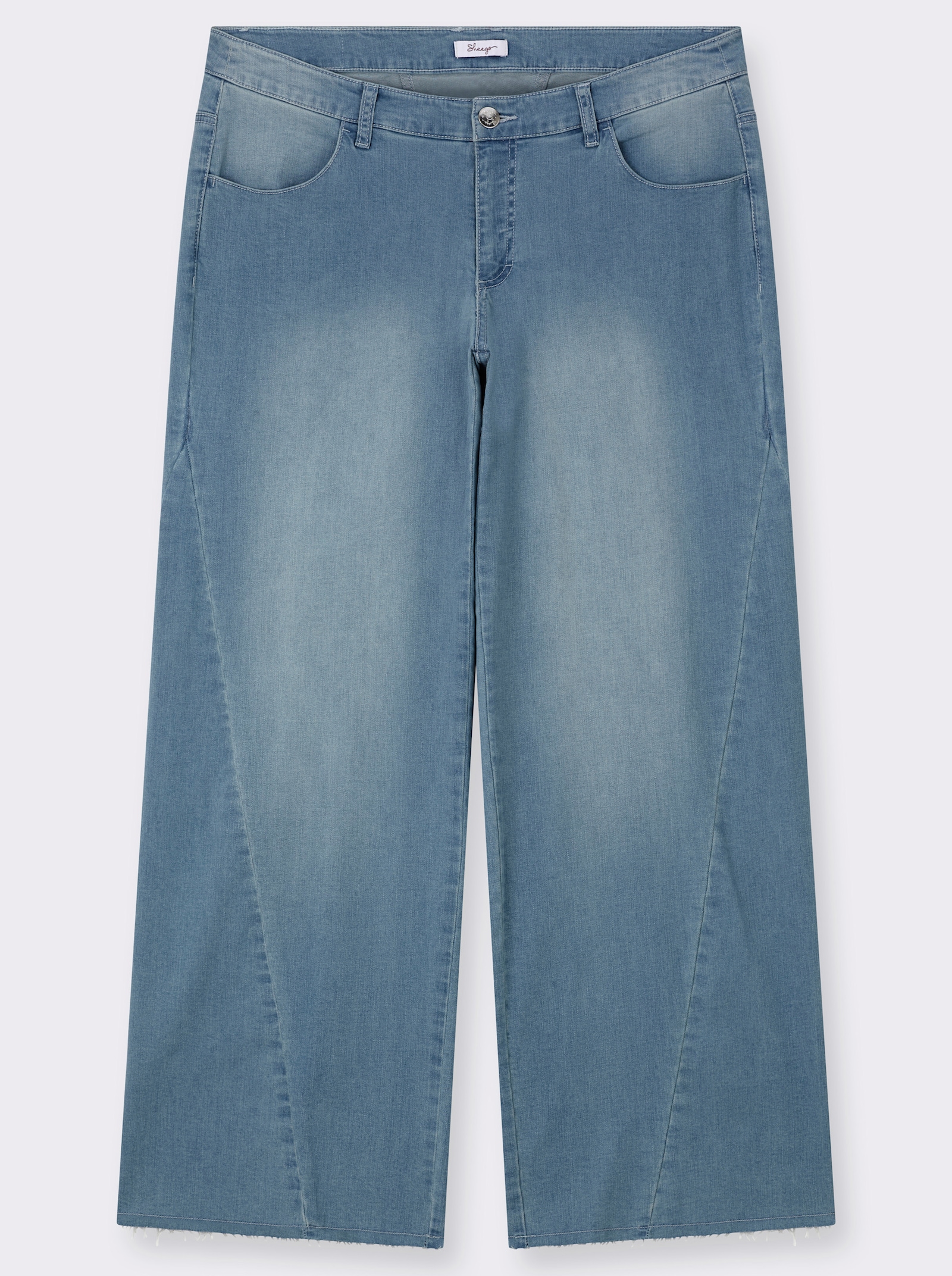 sheego Jeans mit weitem, ausgestelltem Bein - blue-bleached