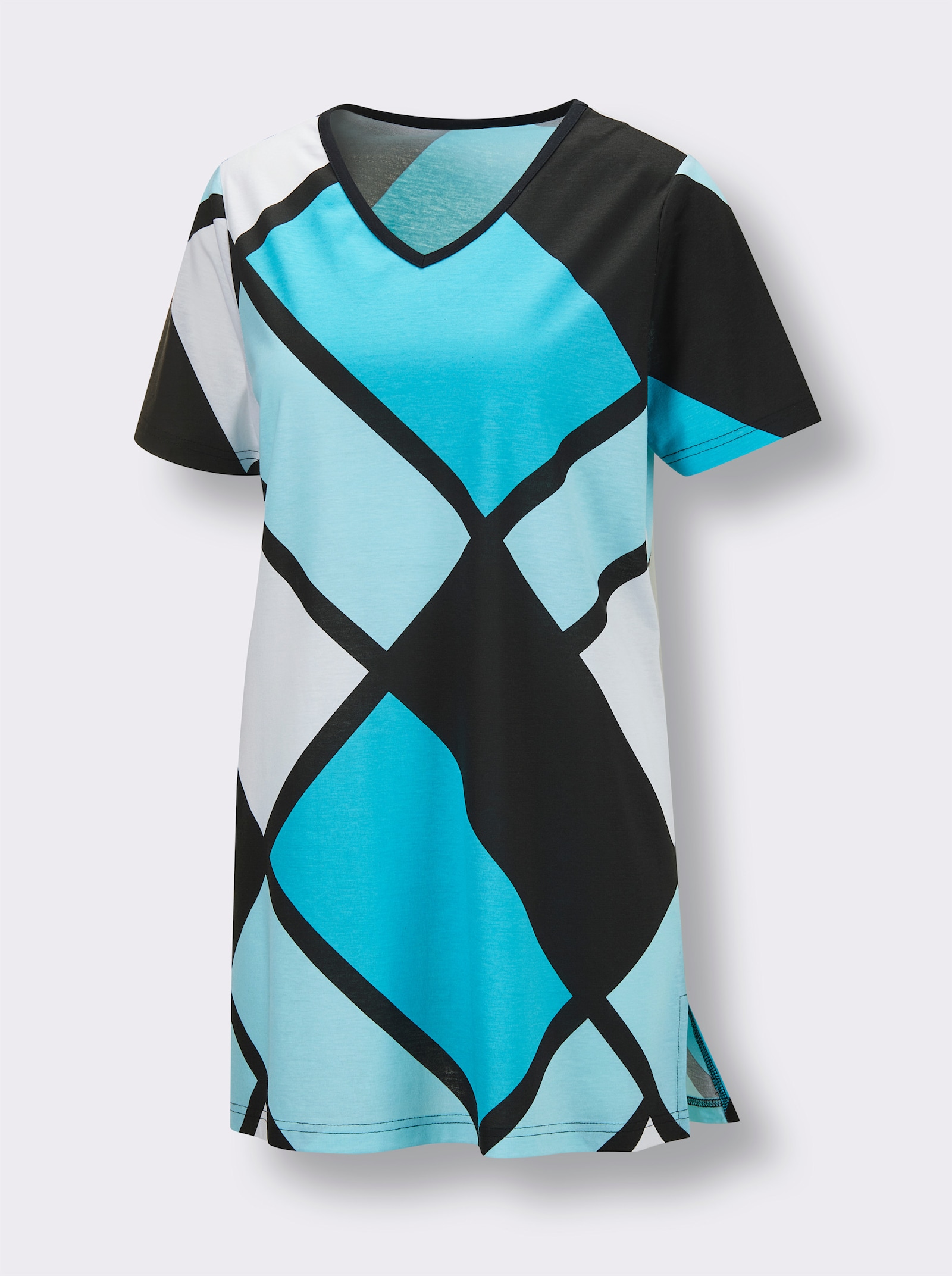 wäschepur Pyjama court avec motif graphique - noir-turquoise imprimé