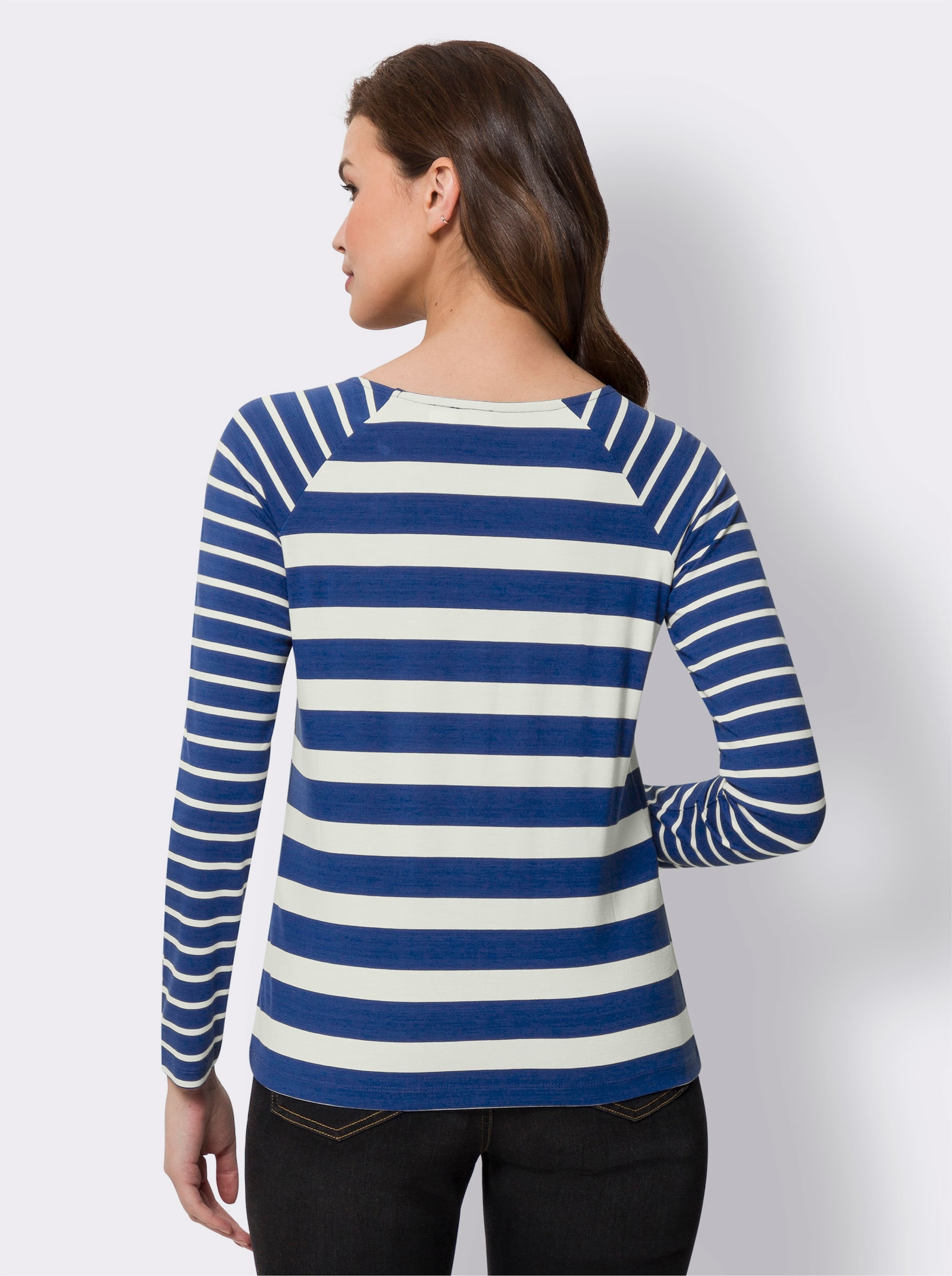 heine Shirt met lange mouwen in streepdessin - koningsblauw/ecru gestreept