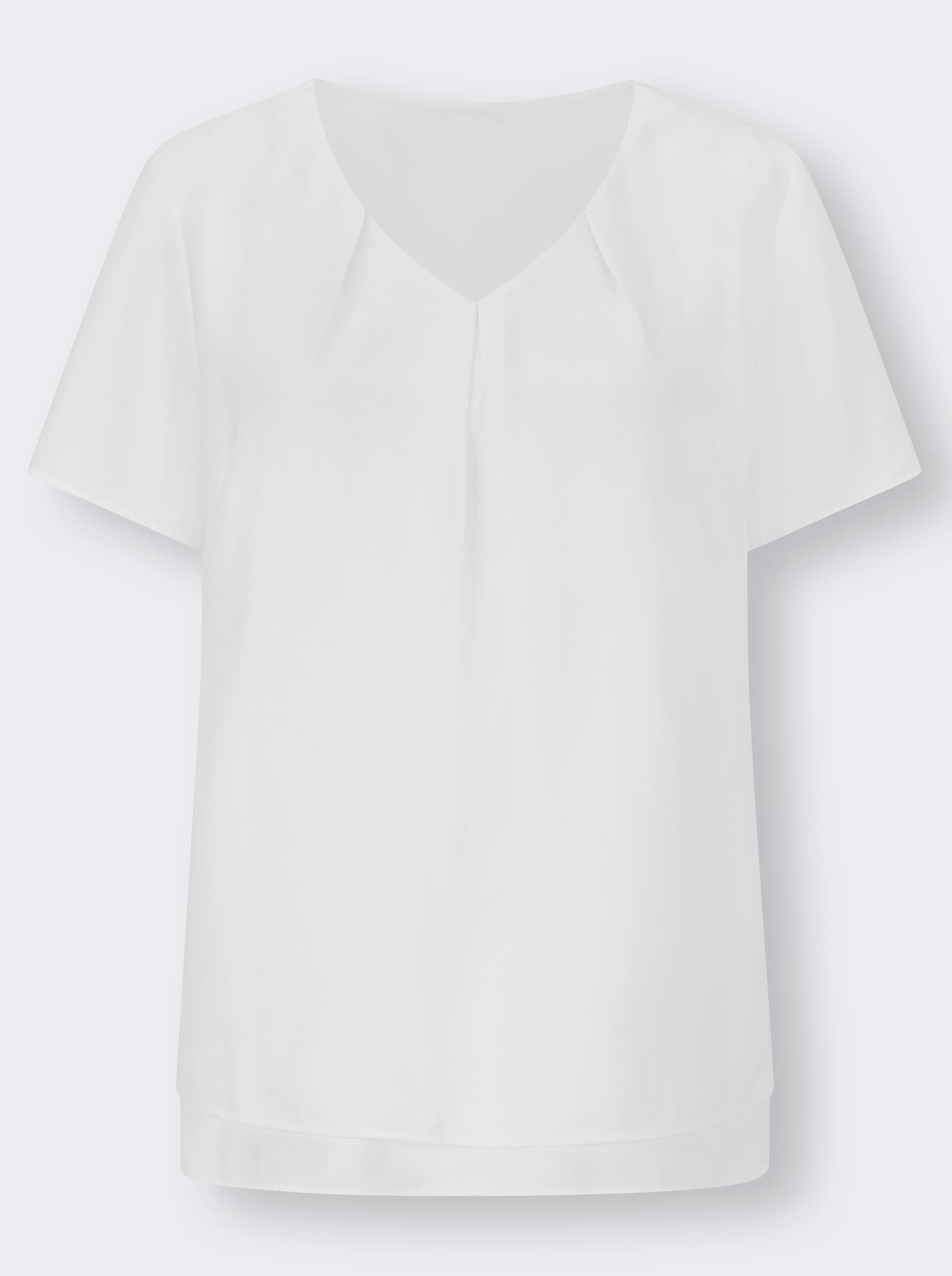 Blus i georgette med motveck fram - ullvit