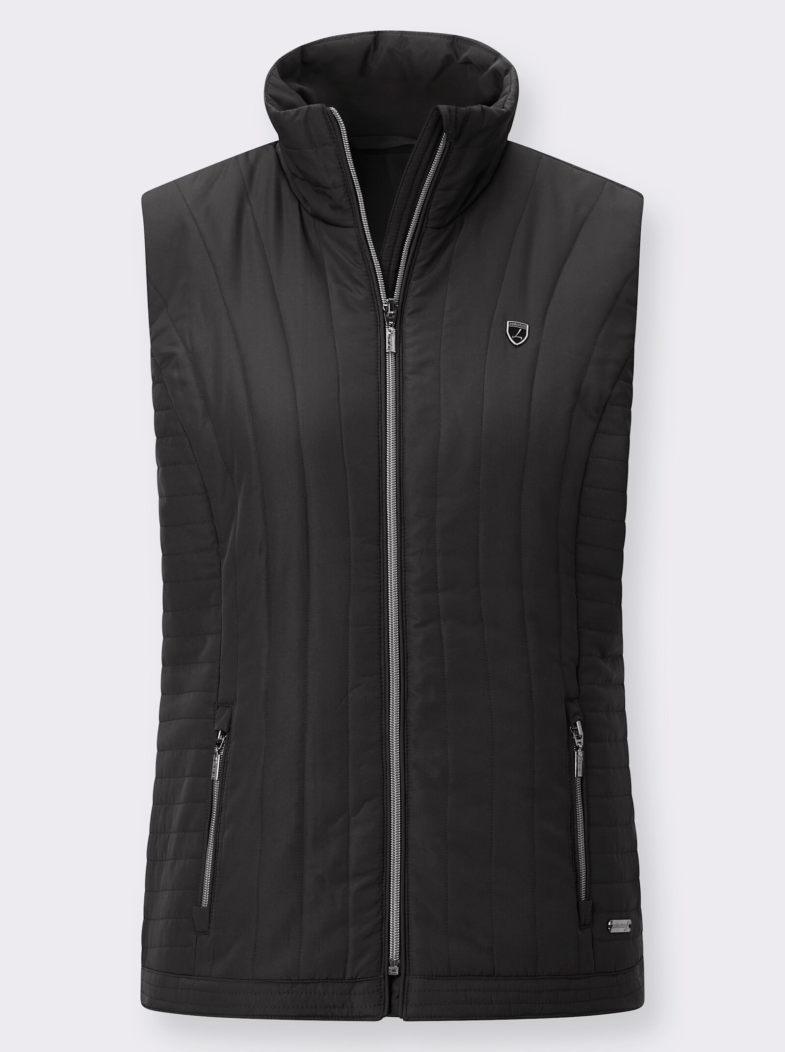 Steppweste mit Zippertaschen - schwarz