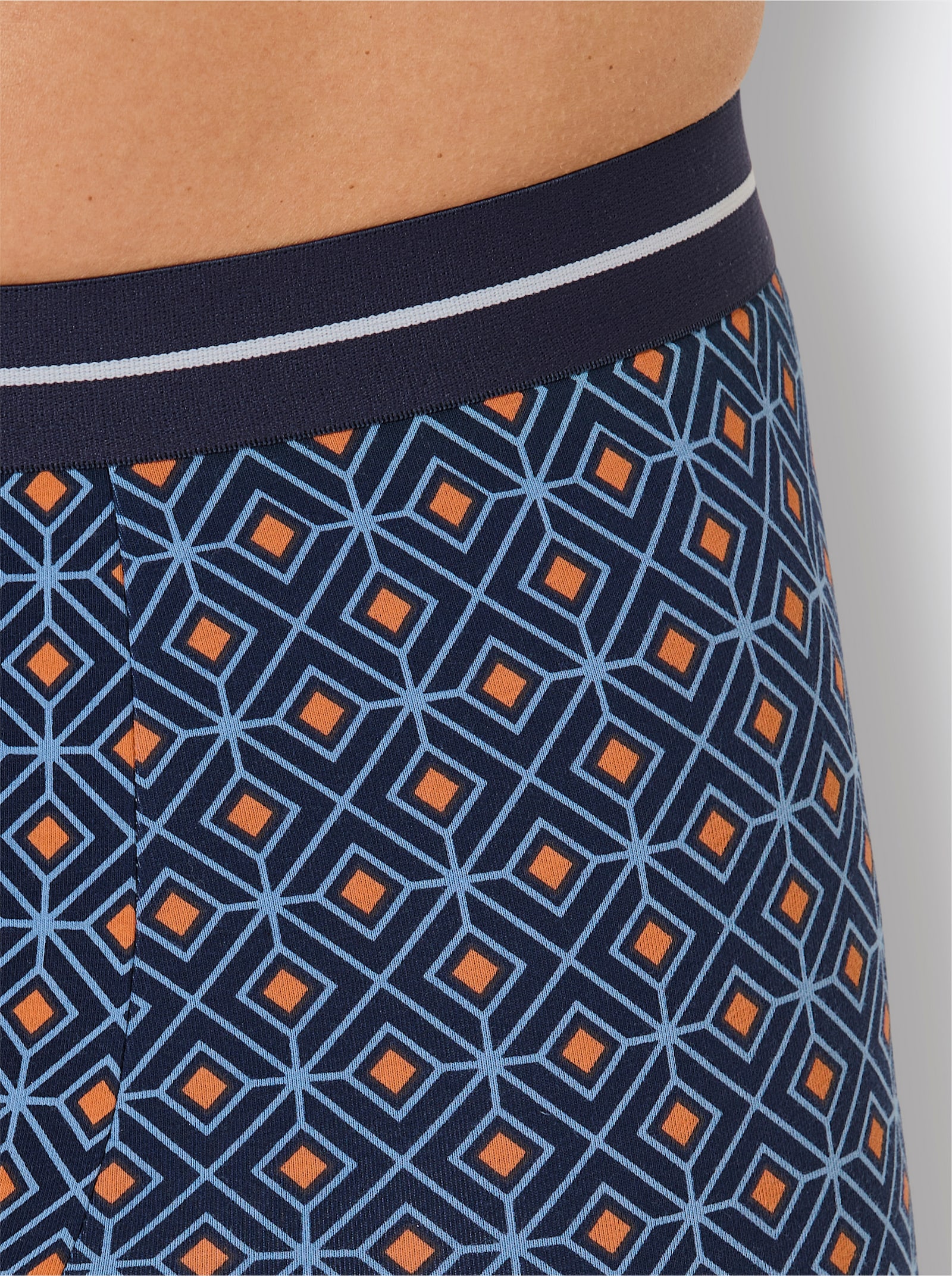 wäschepur men Pants - marine-mittelblau-bedruckt + marine + hellblau