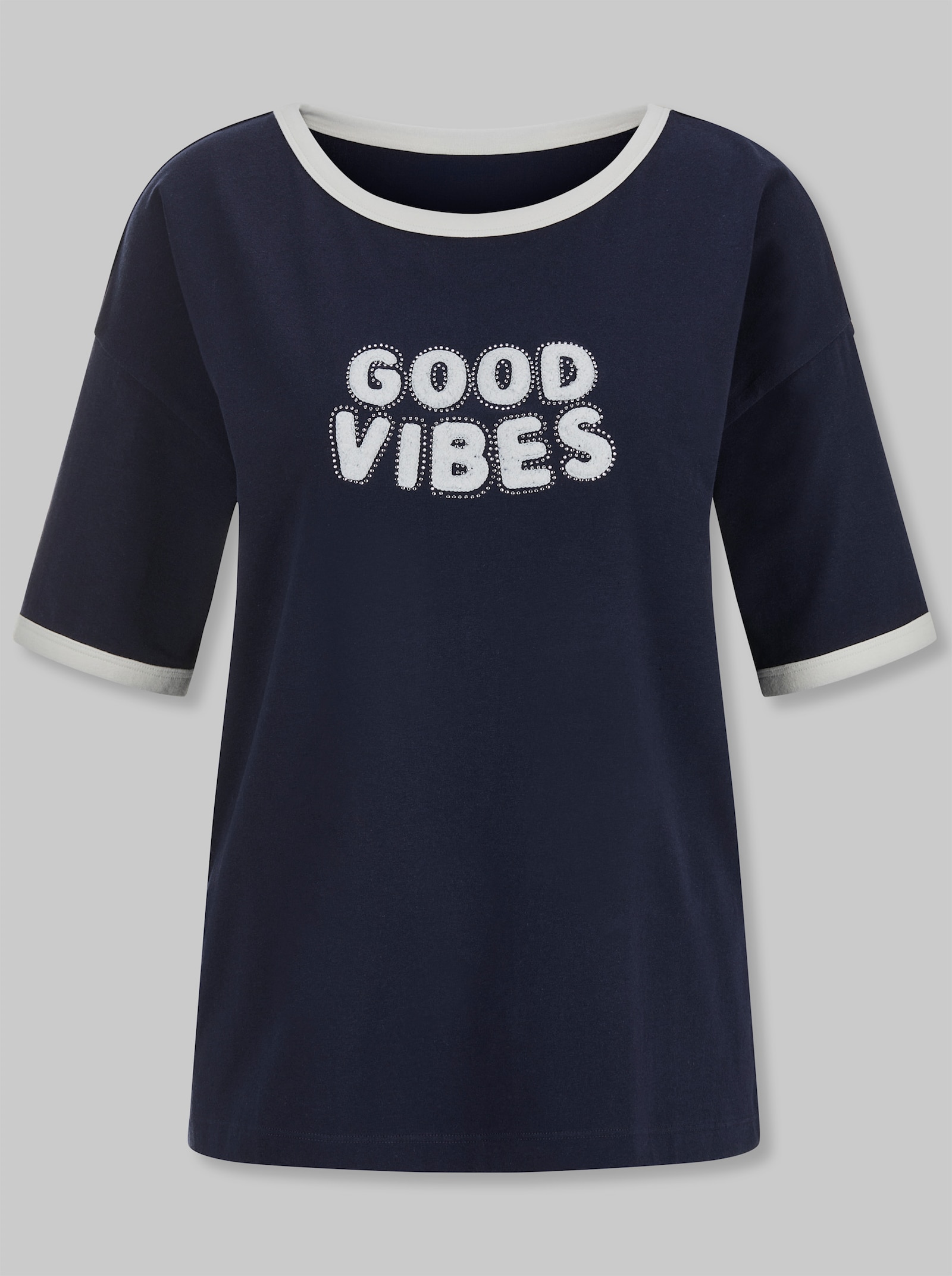 heine Kurzarmshirt mit Applikation - marine