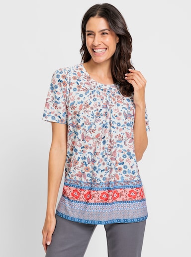 Tunikashirt mit Bordüren-Druck - weiß-rosenquarz-bedruckt
