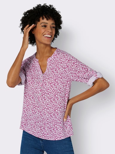 Blouse met print - magenta/ecru bedrukt