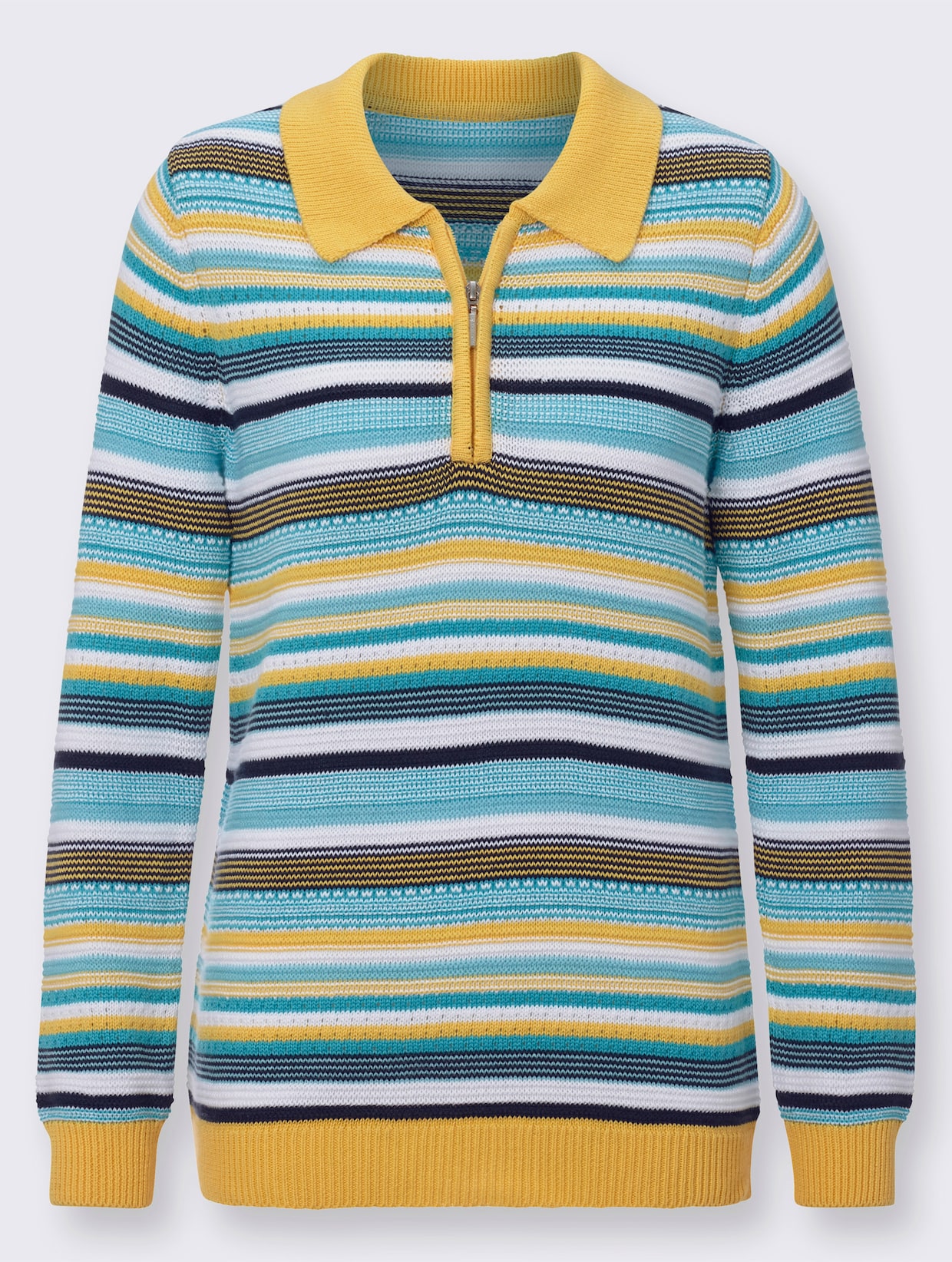 Pullover met lange mouwen - geel/turquoise gestreept