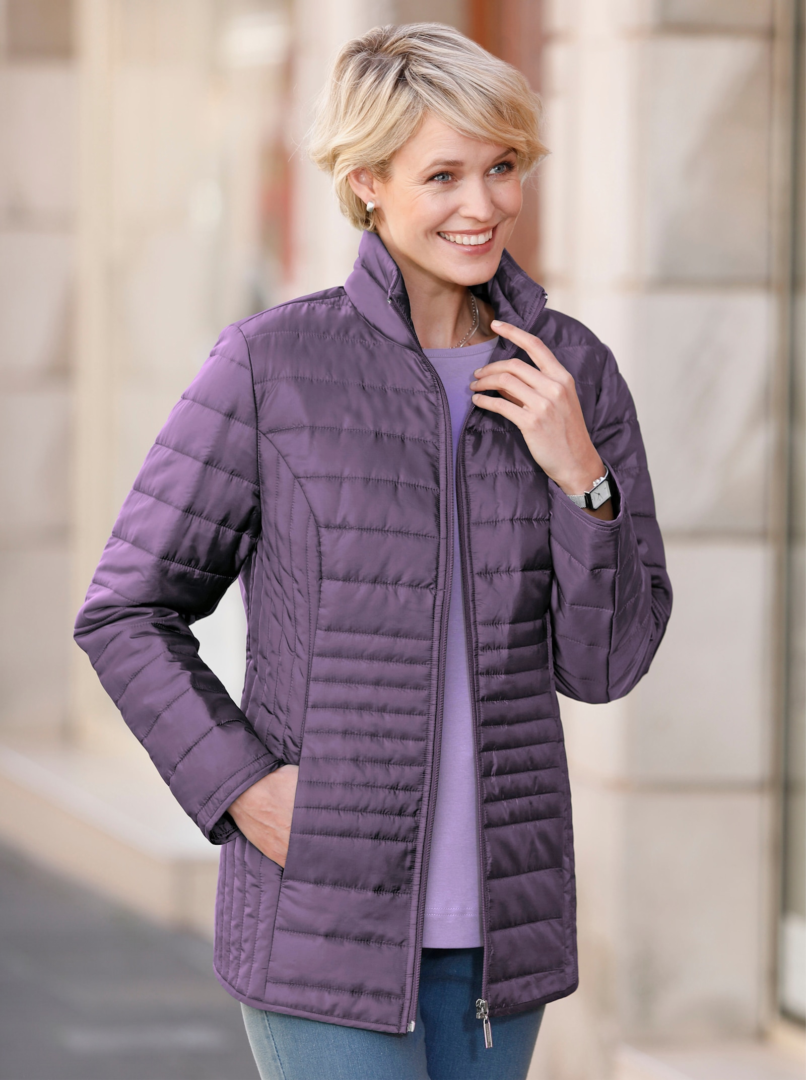 Steppjacke mit vertikalem Muster - feige