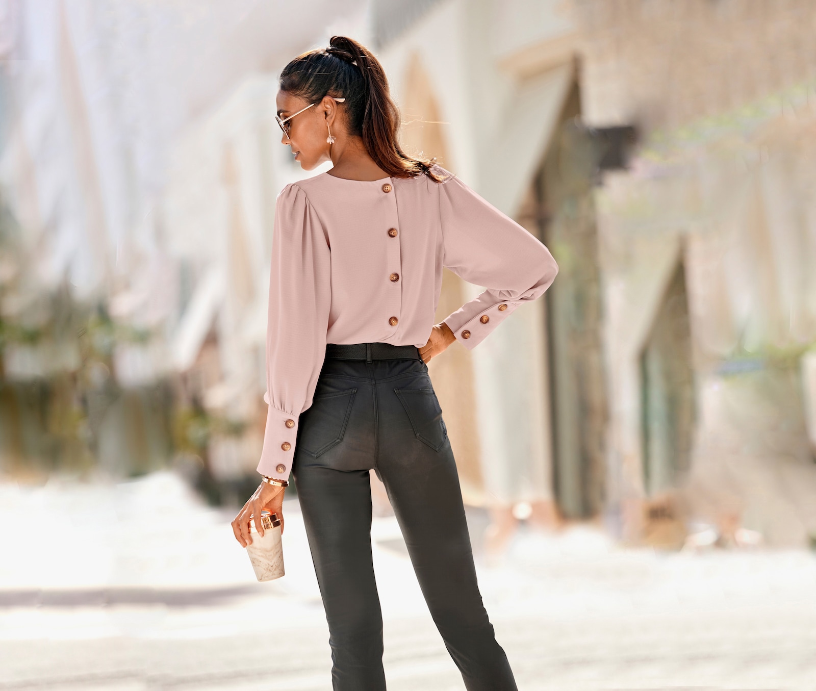 LASCANA Blouse met lange mouwen - mauve