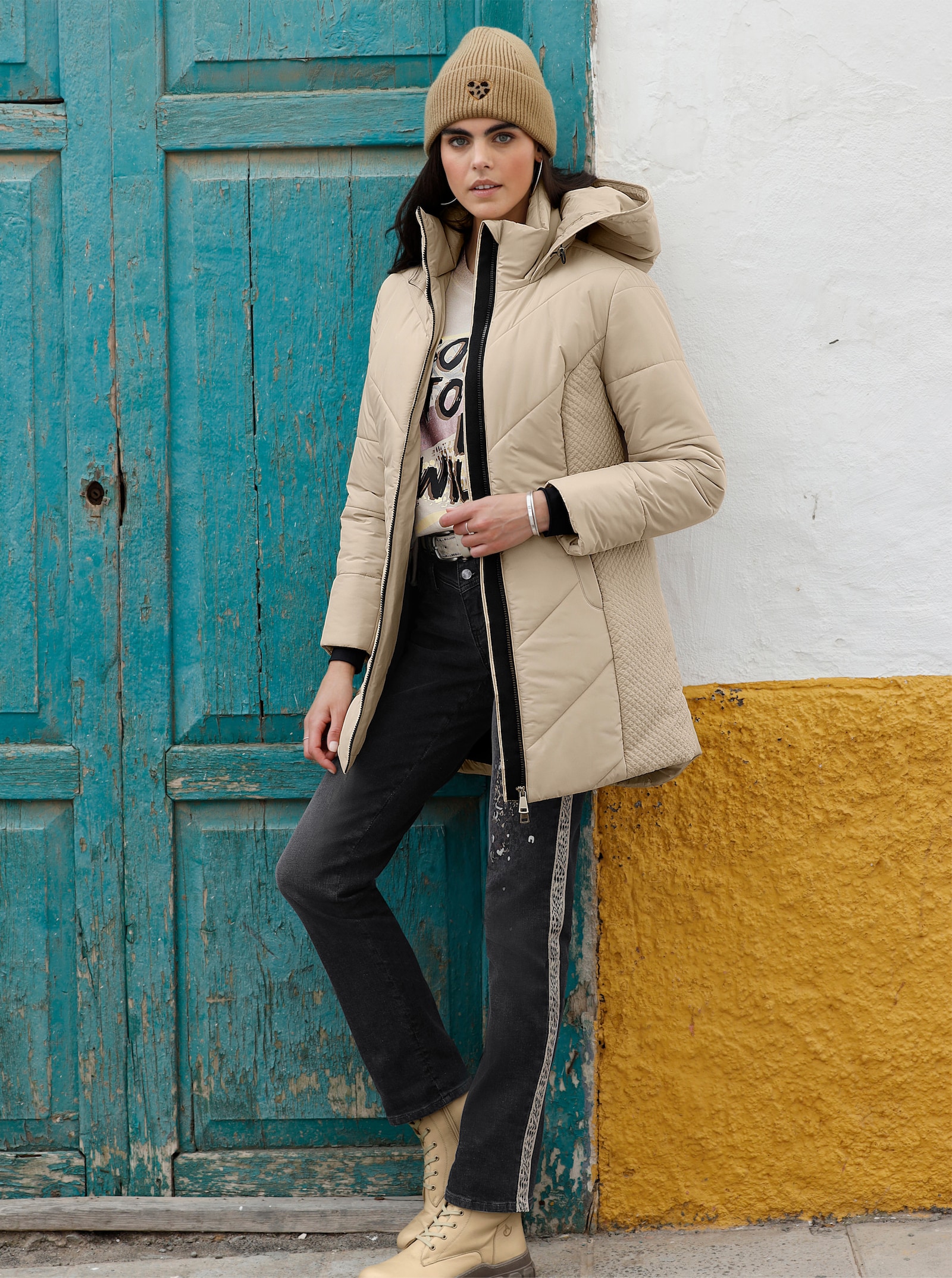 heine Steppjacke mit Stulpen - beige