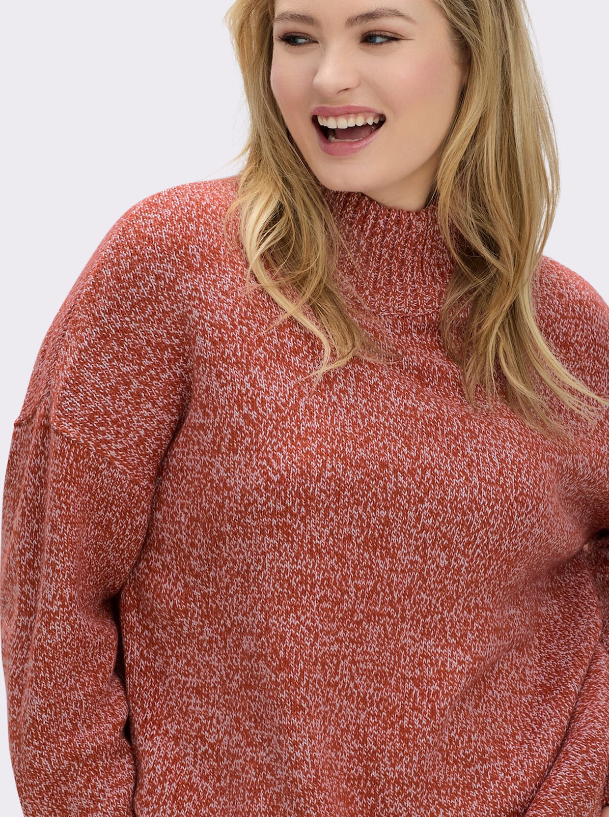 sheego Pullover - rostrot-meliert