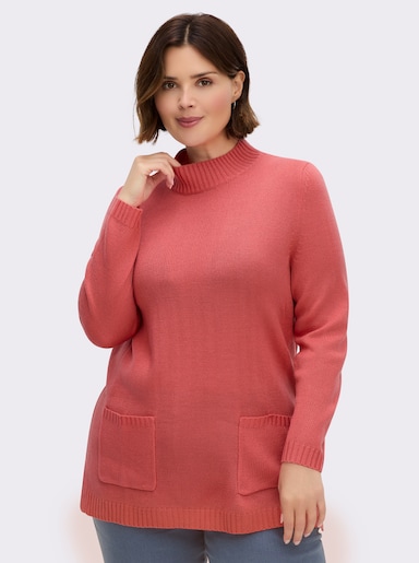 Longpullover mit Stehkragen - grapefruit