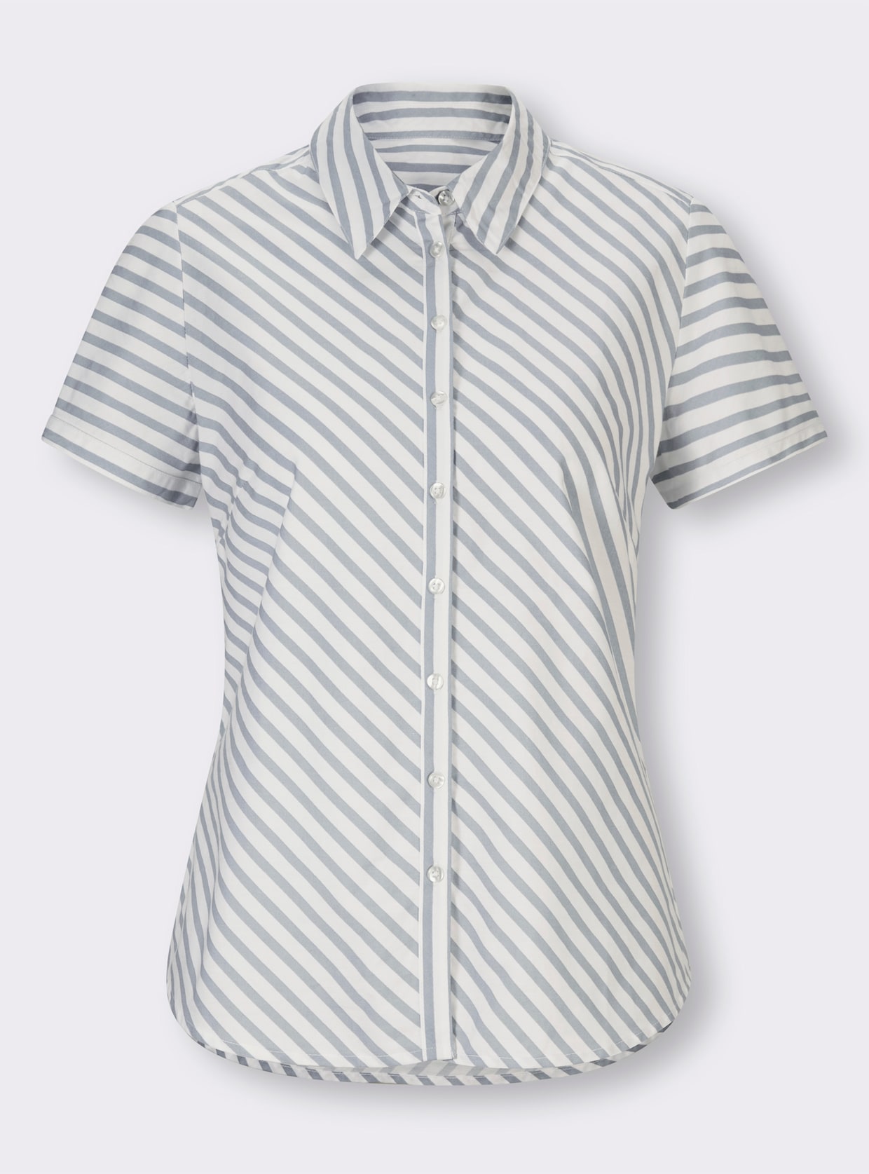 heine Blouse m. korte mouwen - bleu/ecru gestreept
