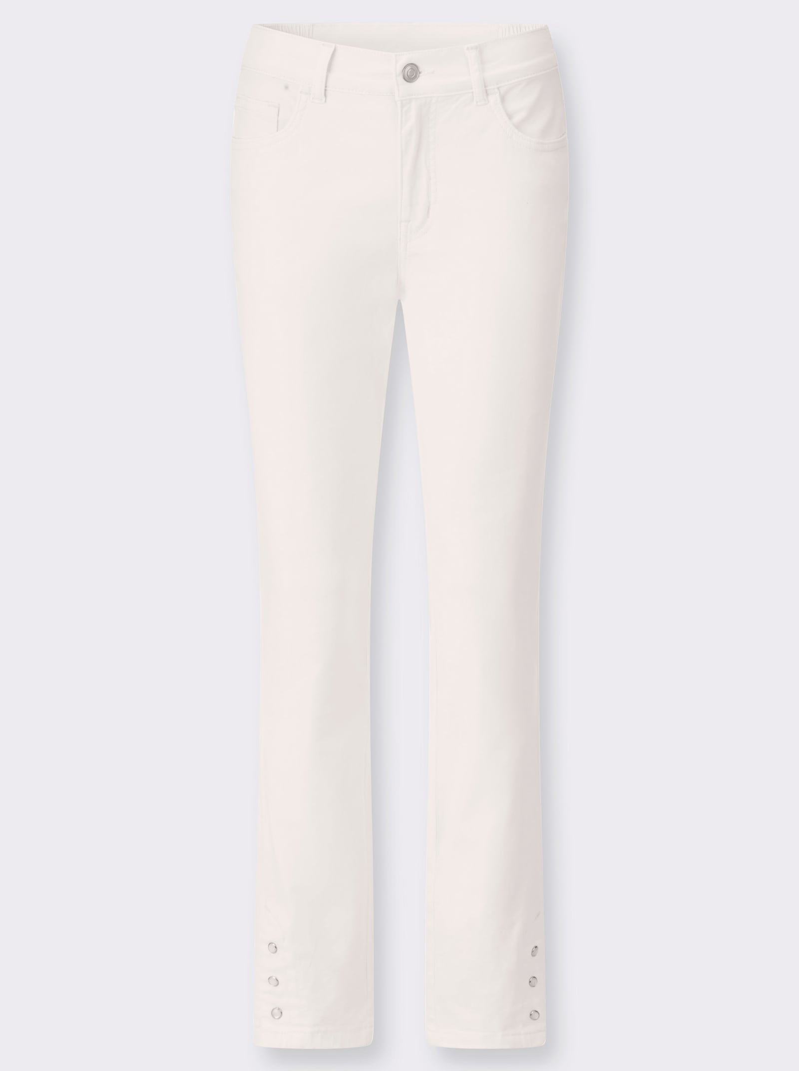 Jeans in verkort model, comfortband - wit