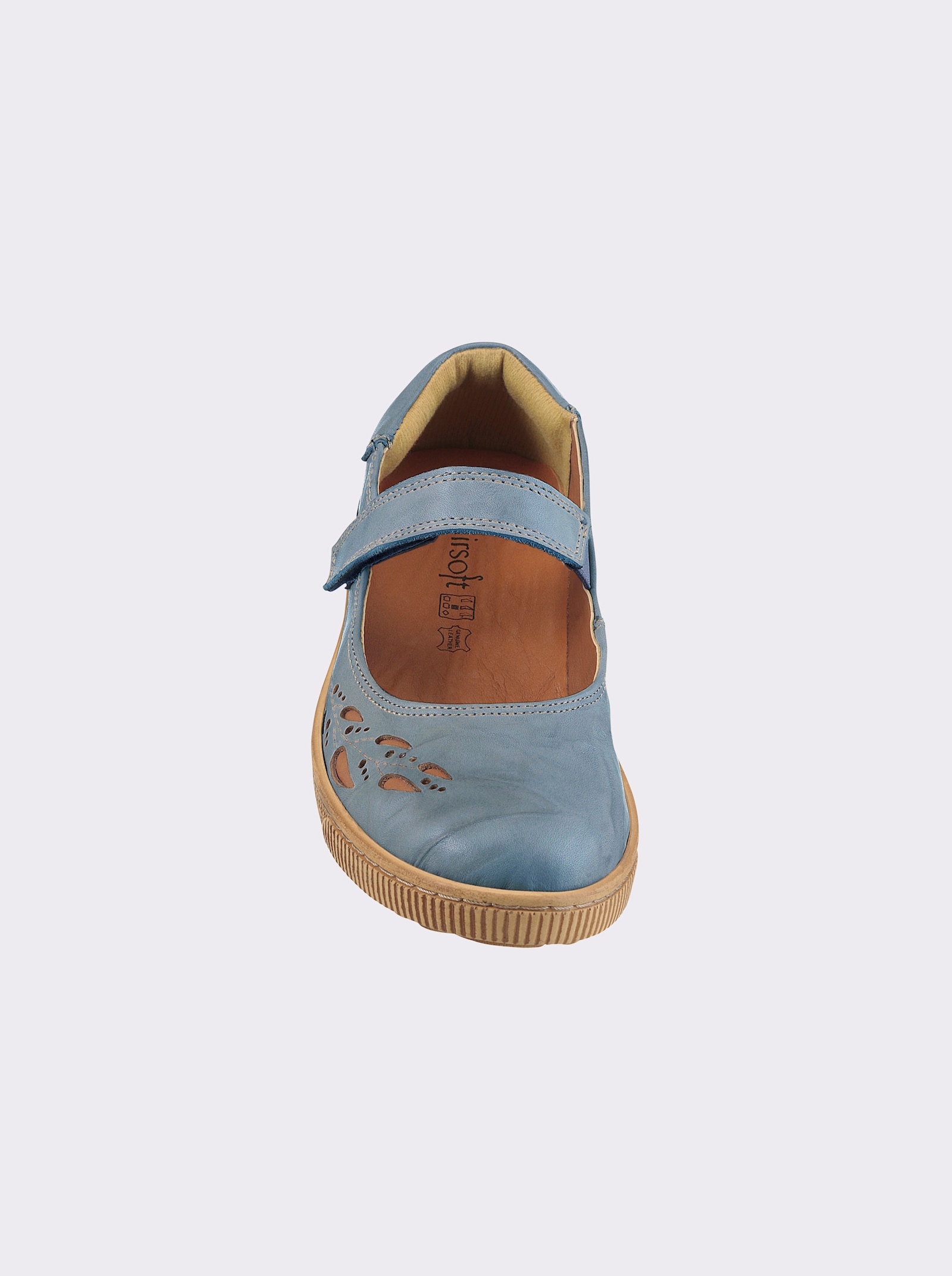 airsoft modern+ Klettschuh mit Leder-Wechselfußbett - mittelblau