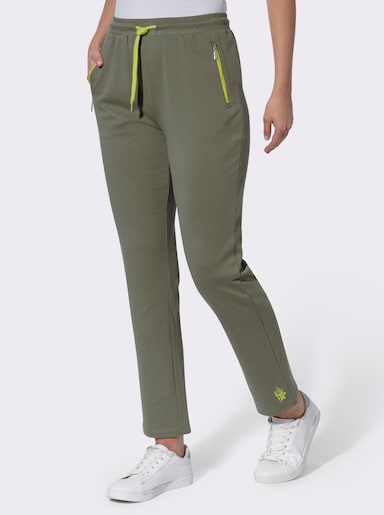 Freizeithose mit Stickerei - khaki
