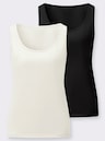 Shirttop in set van 2 - zwart + ecru