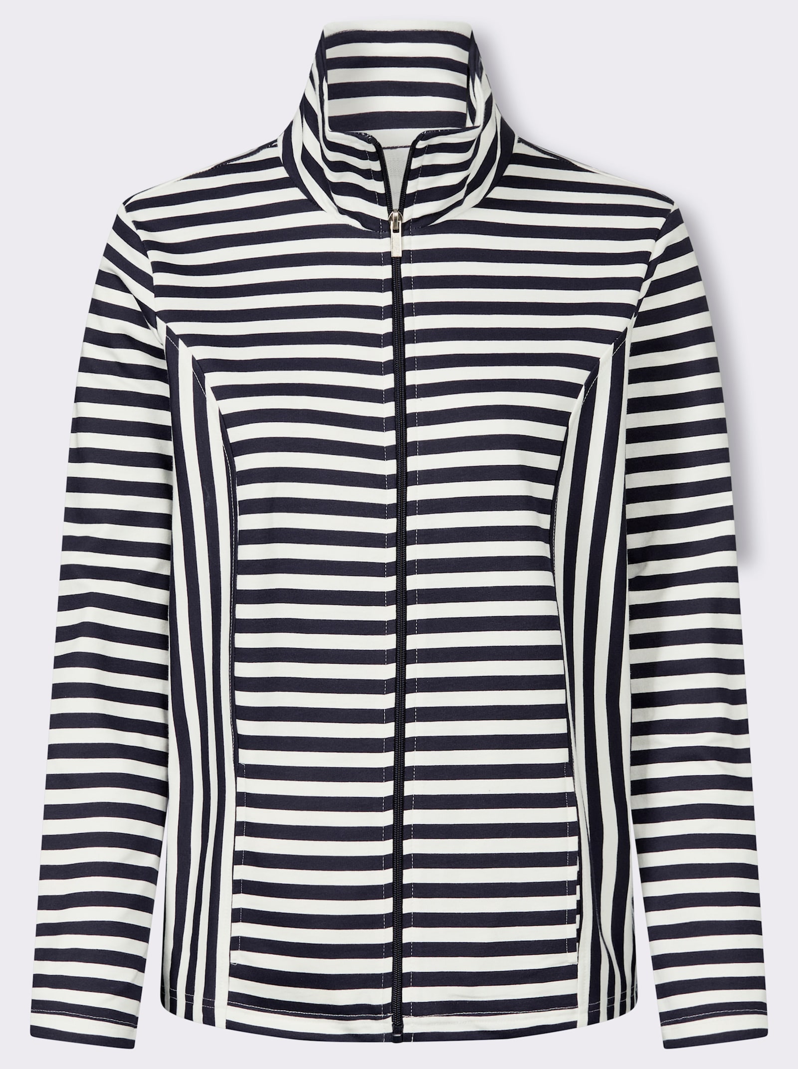 Sweatjacke im lässigen Streifenmuster - marine-ecru-gestreift