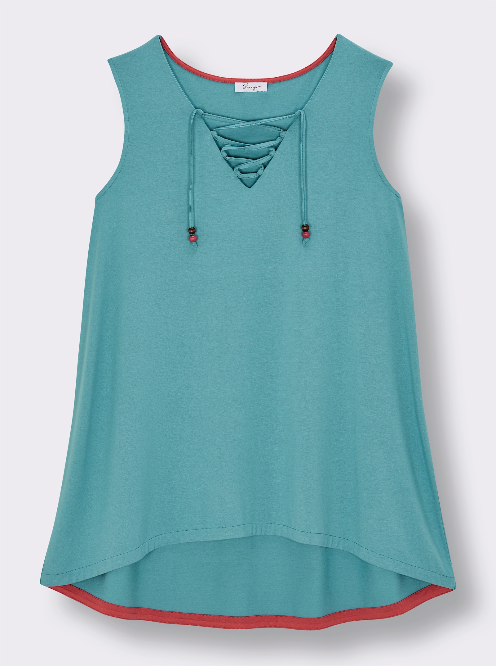 sheego Longtop mit Schnürung am V-Ausschnitt - ozean