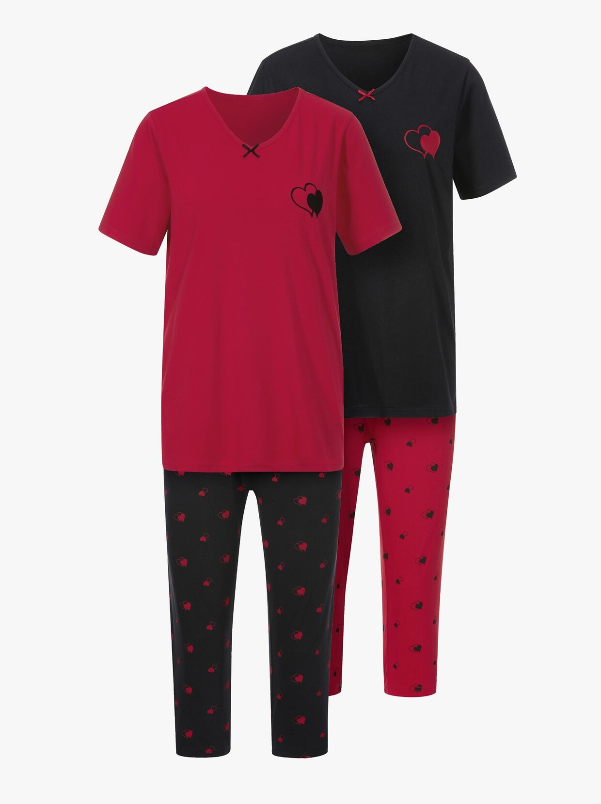 wäschepur Capri-Anzüge - rot + schwarz