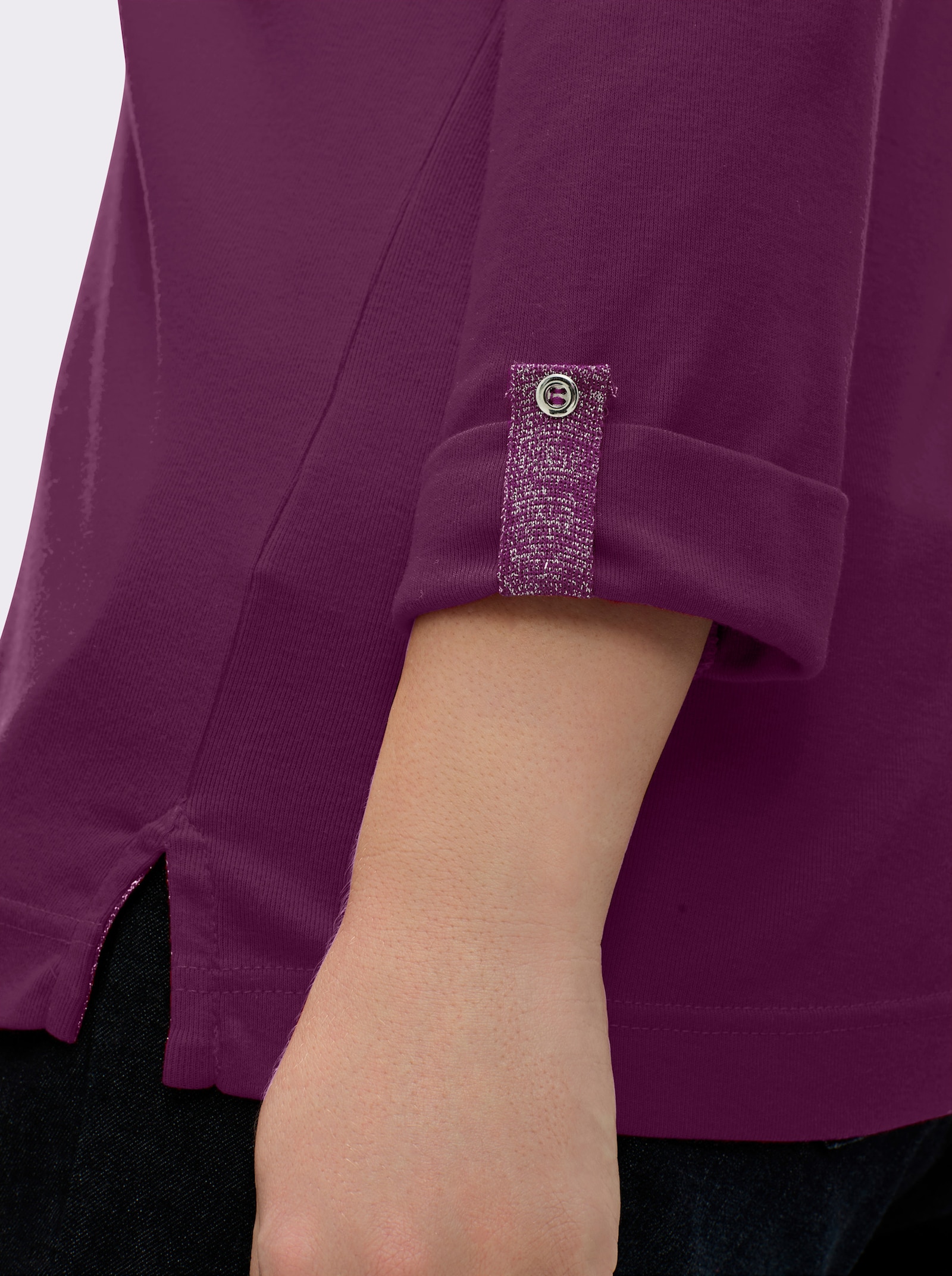 3/4-Arm-Shirt mit Glitzer-Details - brombeer