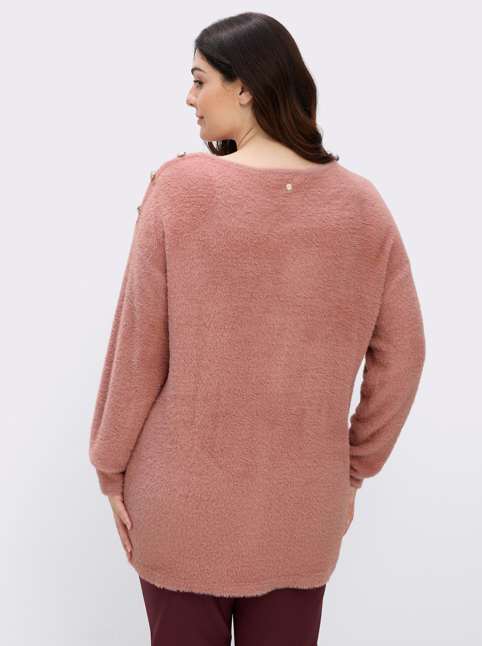 sheego Feinstrickpullover mit U-Boot-Ausschnitt - rosenholz