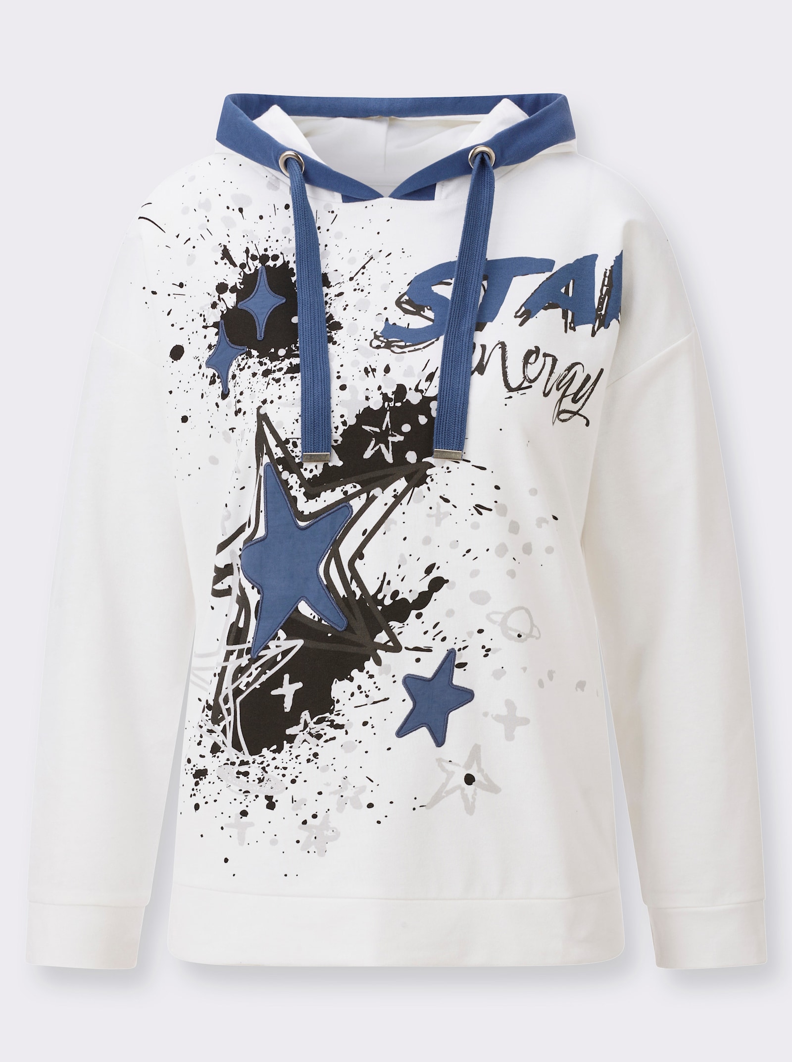 Sweatshirt mit Sternen-Print vorne - weiß