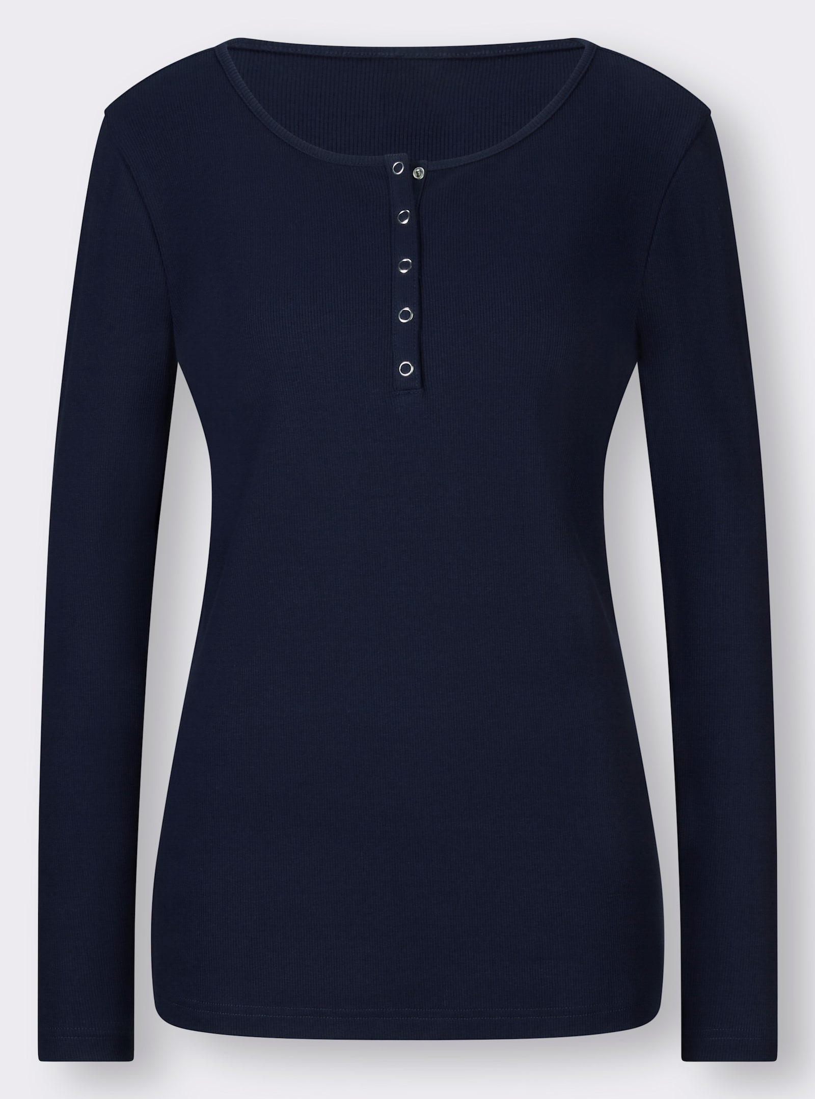heine Langarmshirt mit Ripp-Struktur - marine